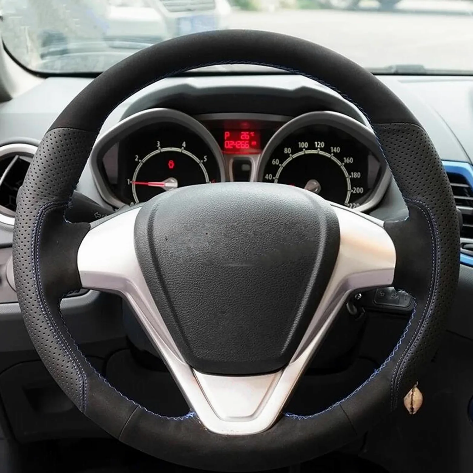 Funda Volante De Coche para Ford para Fiesta 2008-2017, para EcoSport 2014-2017, Accesorios Decorativos para Interiores De Coche.(Style 1)