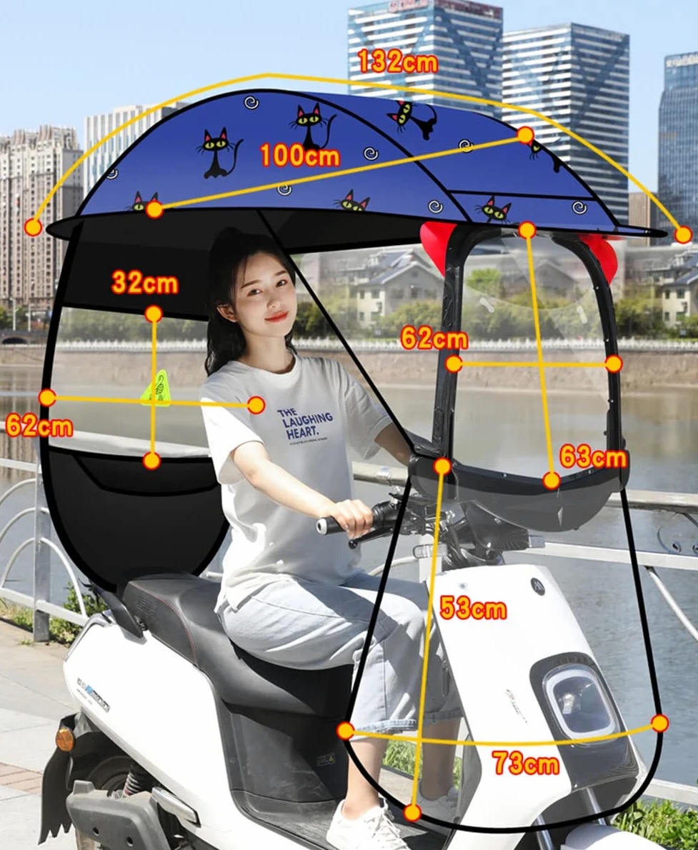 Cubierta de parasol para motocicleta eléctrica, cubierta transparente para automóvil eléctrico, cubierta para scooter de movilidad, protección contra el sol, la lluvia y el viento, cubierta universa