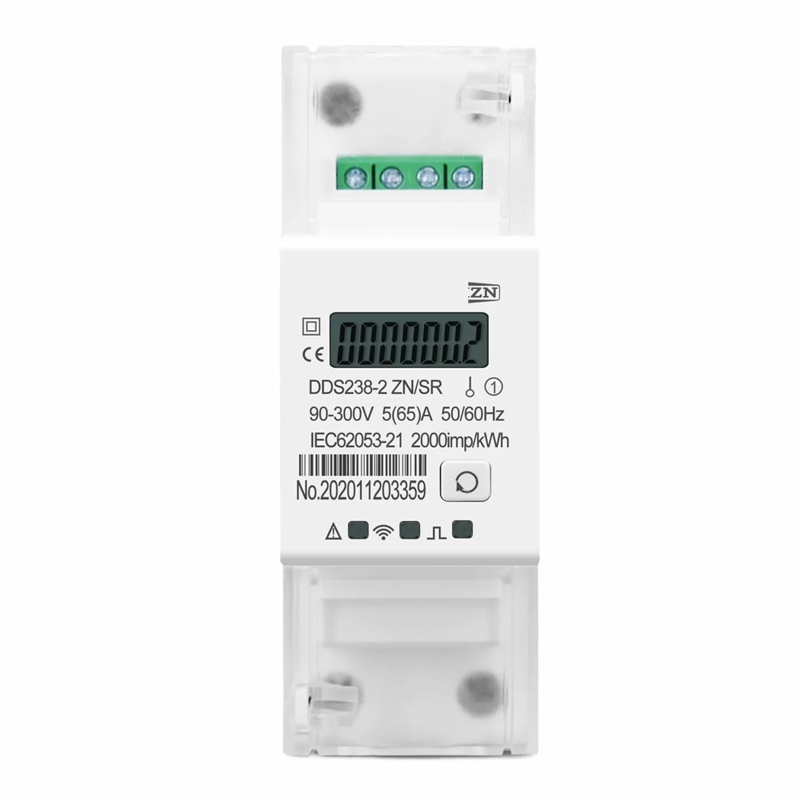 Medidor de energía monofásico de riel 90-300 V Contador de vatios-hora Control remoto Rs485 65A