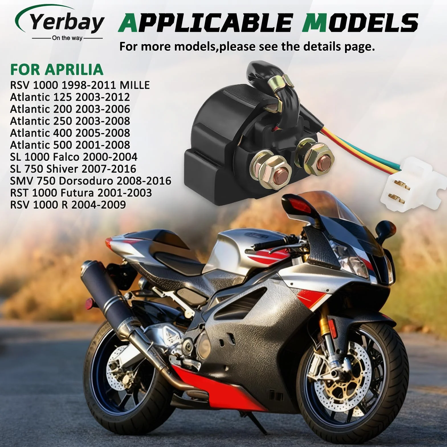 Relé de Motor de Arranque para APRILIA RSV 1000 1998-2011 MILLE AP8112927