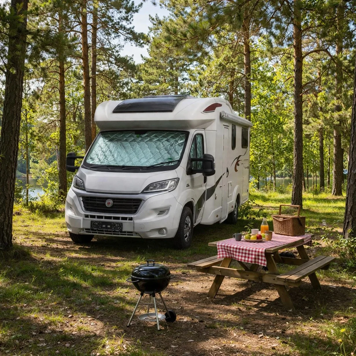 Marvix Persianas térmicas interiores de 9 capas premium para parabrisas de Fiat Ducato, Boxer y Relay 2006-2025 para autocaravanas con protección solar