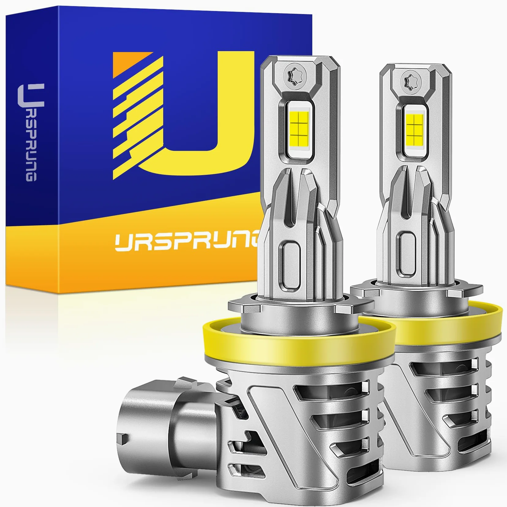 Ursprung Fahren H11/H9/H8 Bombillas LED, 100 W 600 % ultra brillantes H11, 1:1 mismo tamaño con ventilador turbo, 3 min Plug-N-Play bombillas antiniebla, 6500 K, blanco frío, sin polaridad, paquete de