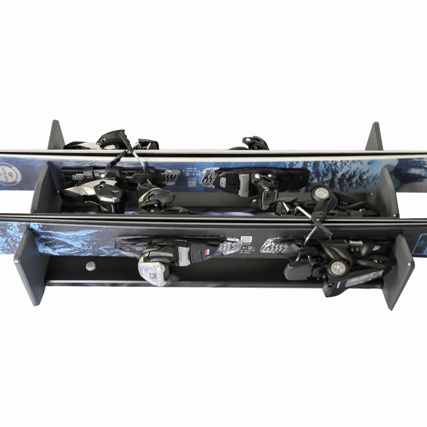 TRAPSKI Lowpro Series - Insertos de Soporte Esquis y Snowboard para Caja de Carga en el Techo, Plástico HDPE de Grado Marino, Correa Premium Incluida, Fabricado en los Estados Unidos (LOWPRO2-S)