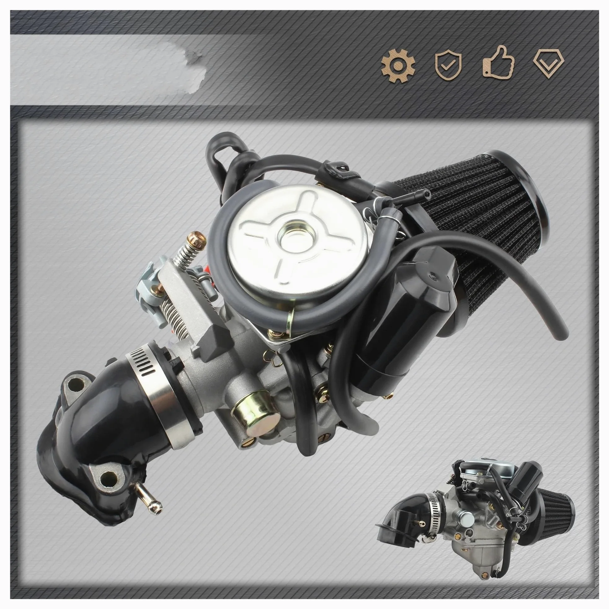 Motosierra Carburador Carburador Para Motocicleta GY6 PD24J Con Filtro De Aire Tubo Entrada 125cc 150cc Para 152QMI 152QMJ 157QMI 157QMJ Accesorios Motor(Carburetor Kit 1)