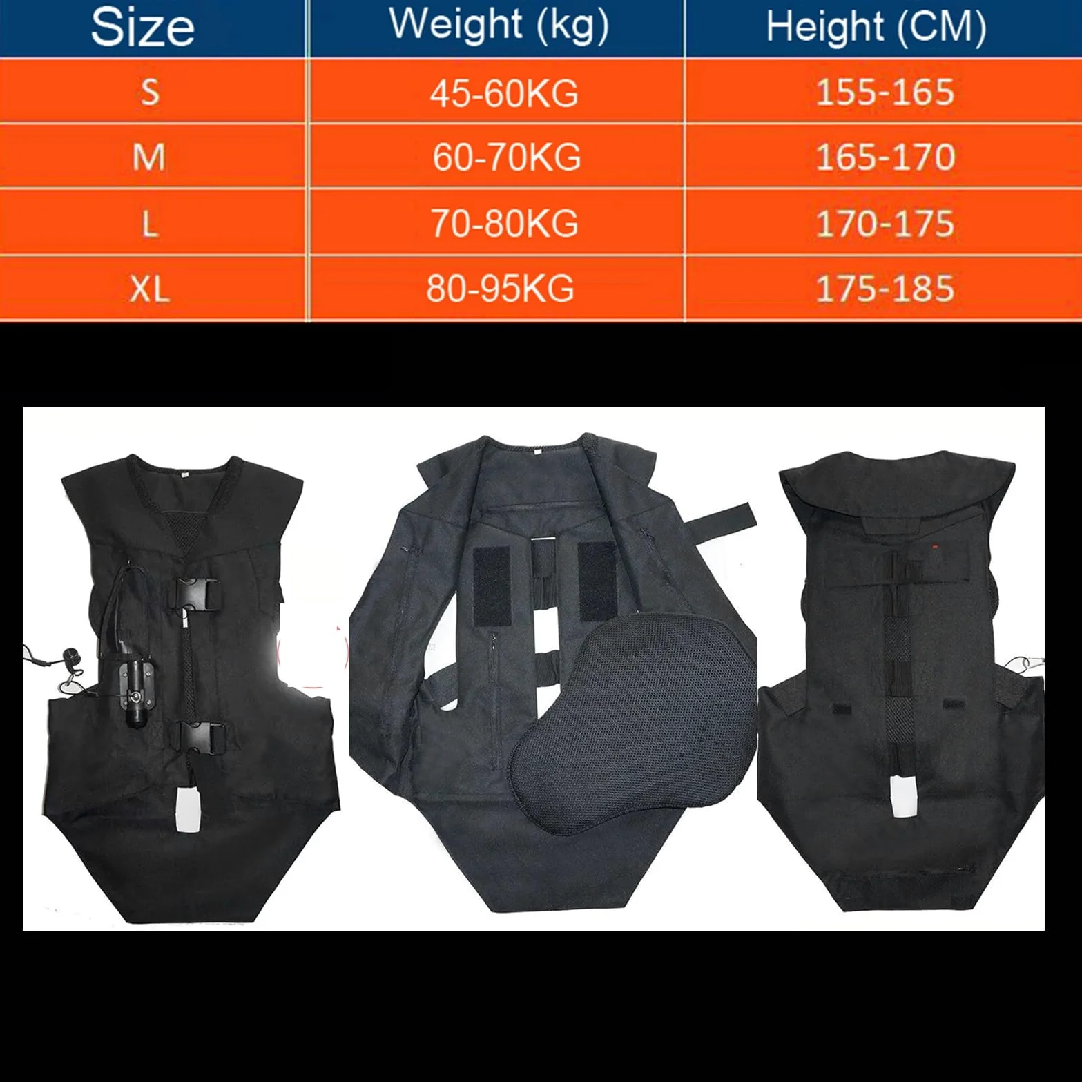 Chaleco de equitación con airbag reutilizable for hombres, mujeres y jóvenes, 0.1S, con protección for cuello, coxis, pecho y espalda.