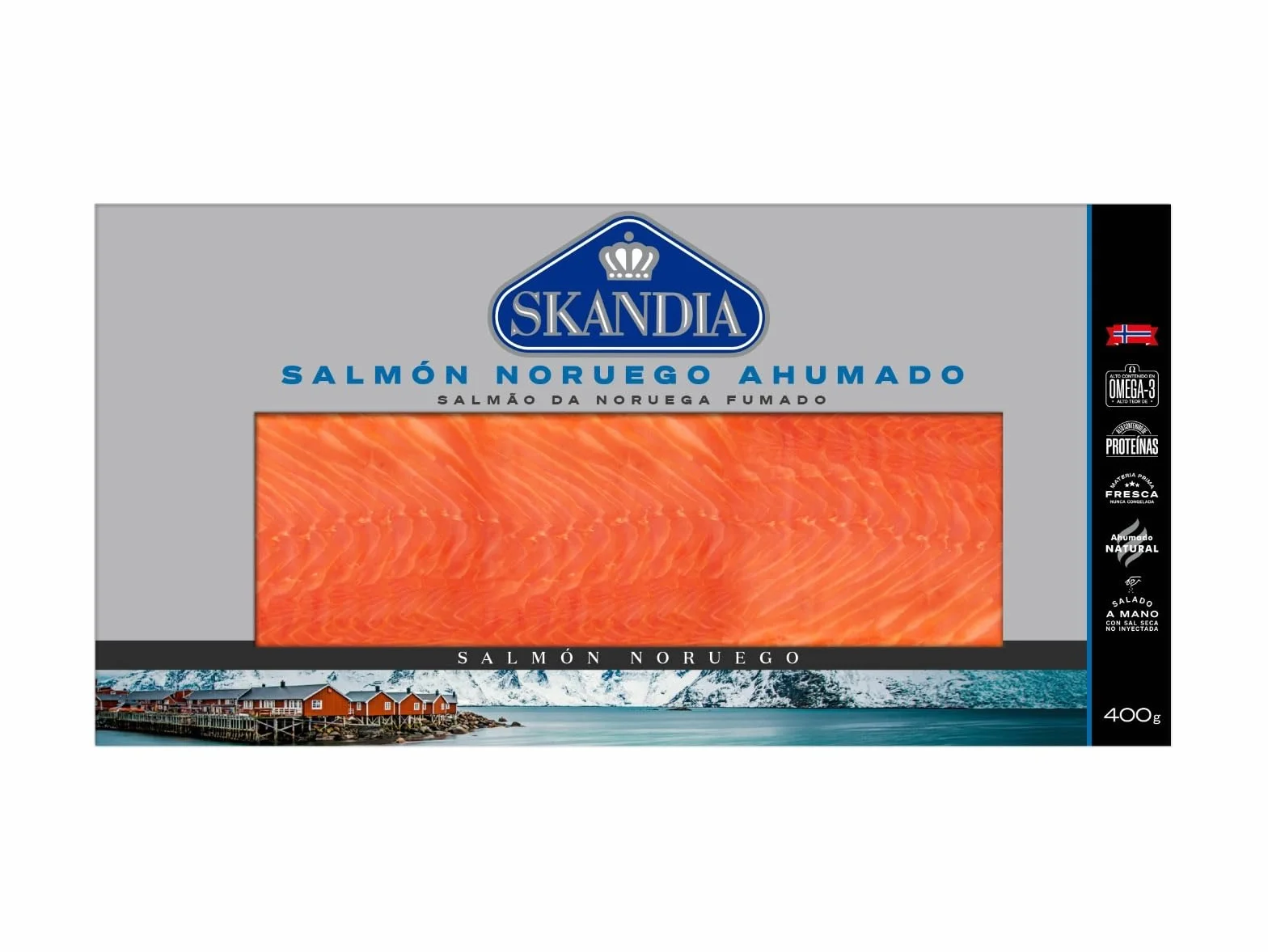 Salmón Noruego Ahumado Premium Fileteado 400g