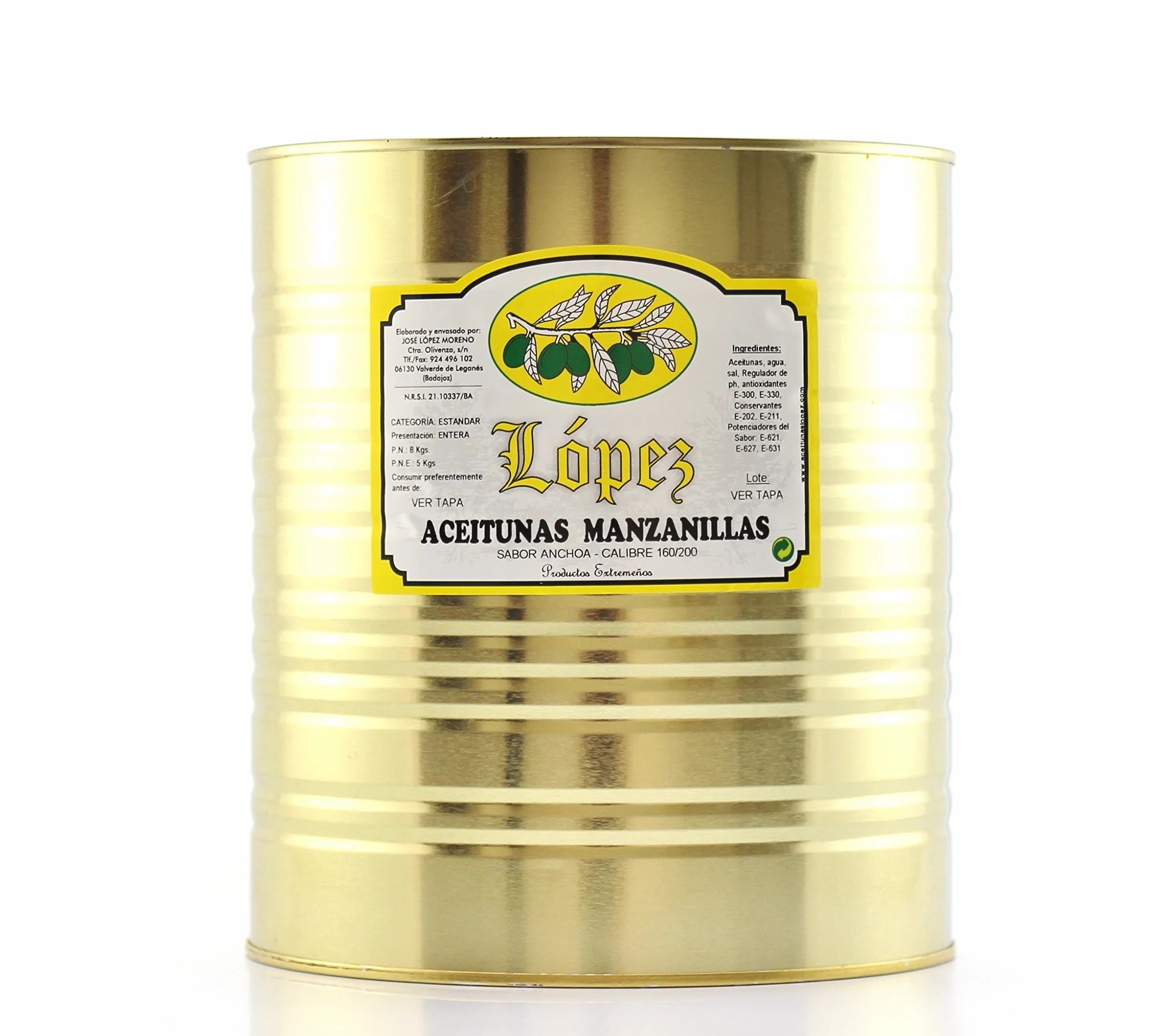 Aceitunas Manzanillas Sabor Anchoa 8 kg Peso Neto