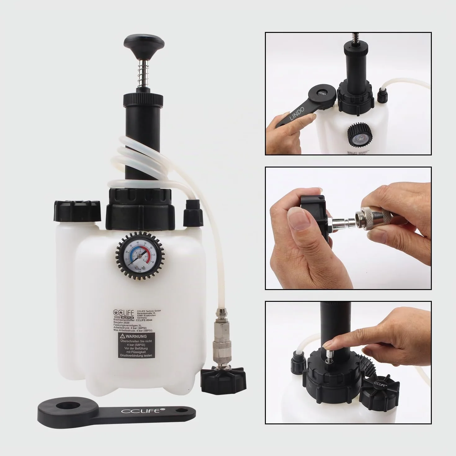 CCLIFE 3L Purgador Frenos Coche Equipo de Purga de Frenos Kit Cambio Liquido Frenos Brake Bleeder Kit