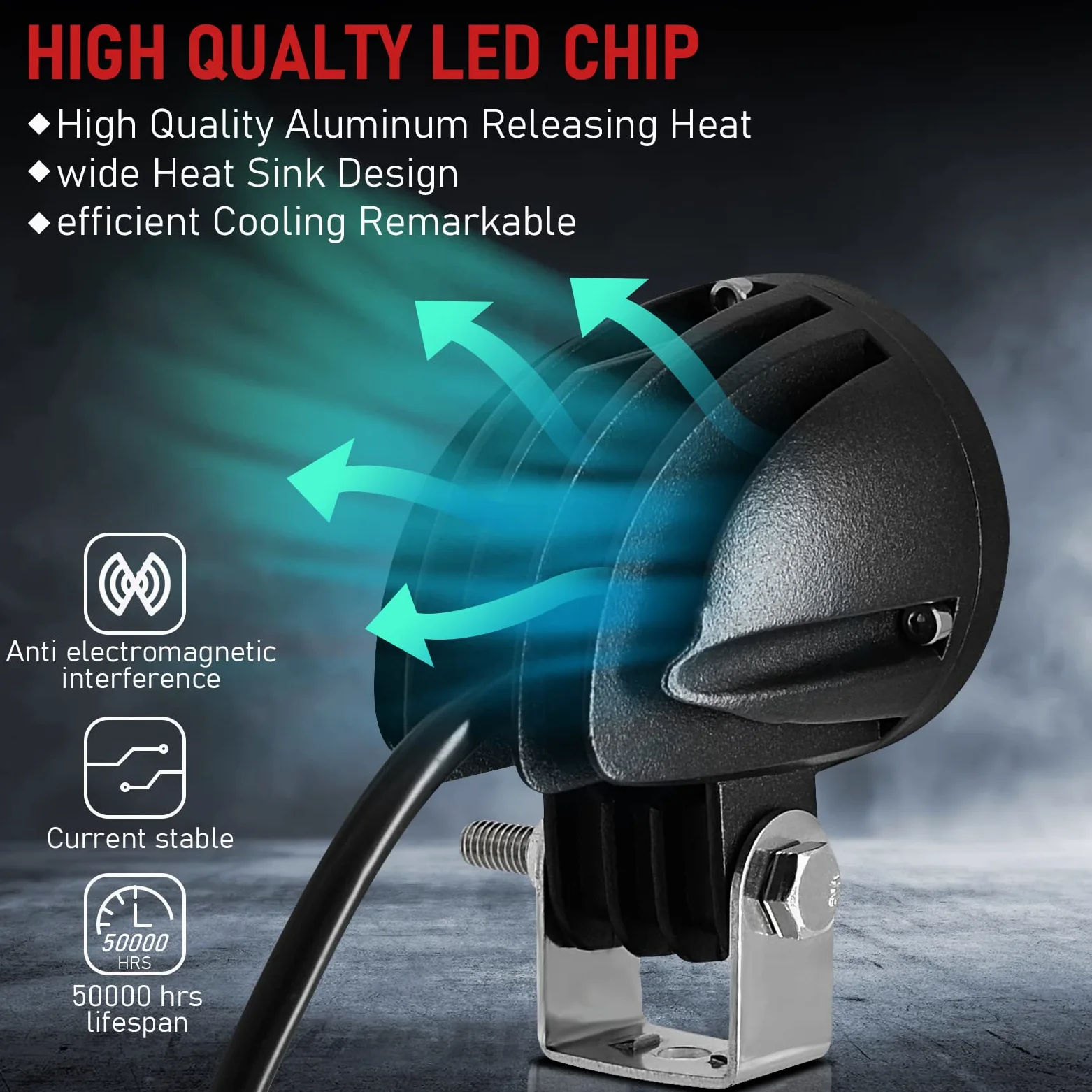 Dinfu 2 Pulgadas Faros para Luz Delantera de Motocicleta, 12v -24v Ronda LED Faro Delantero Faro Adicional IP68 Focos para Motocicleta ATV UTV Dirt Bike 4x4 Pickup Camión Barco
