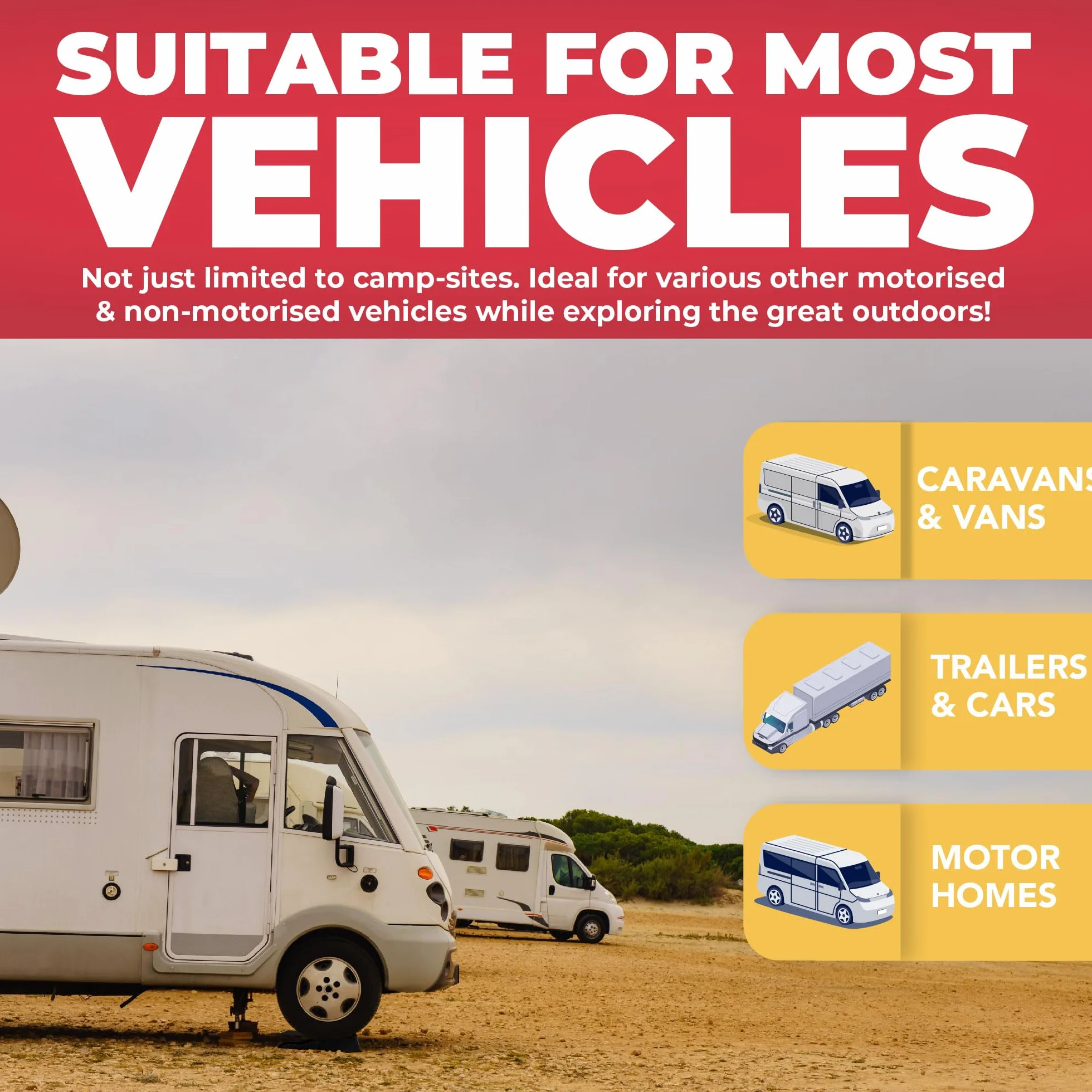 GADLANE Cuñas Niveladoras Autocaravana - 2 PCS Calzos Autocaravana de Alta Resistencia con Ranuras Antideslizantes - para Caravana, Furgonetas Camper y Remolques (Capacidad: 4,5 Toneladas) - Negro