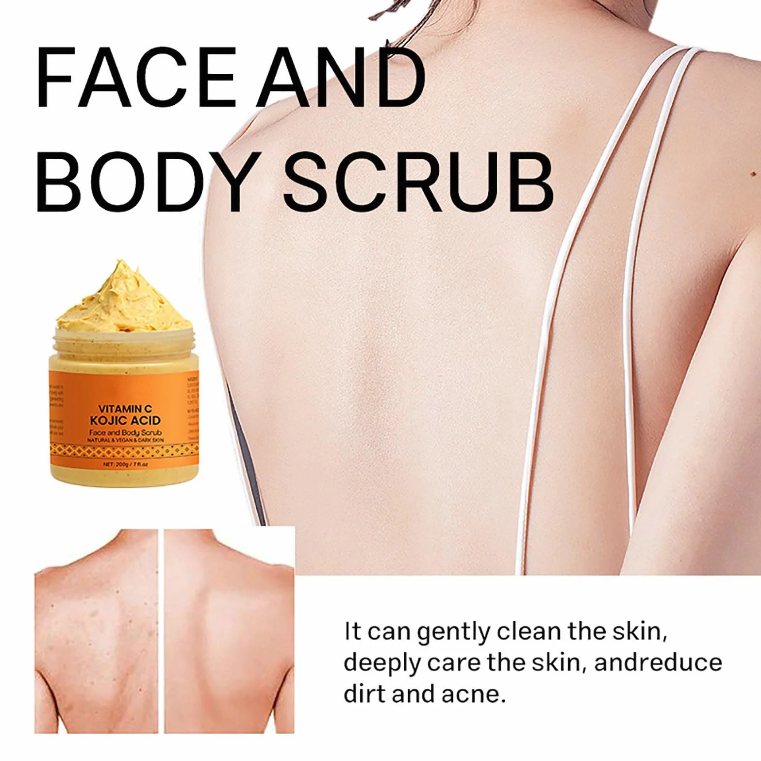 Exfoliante corporal orgánico de cúrcuma y vitamina C, limpieza profunda para eliminar piel muerta (100 g)