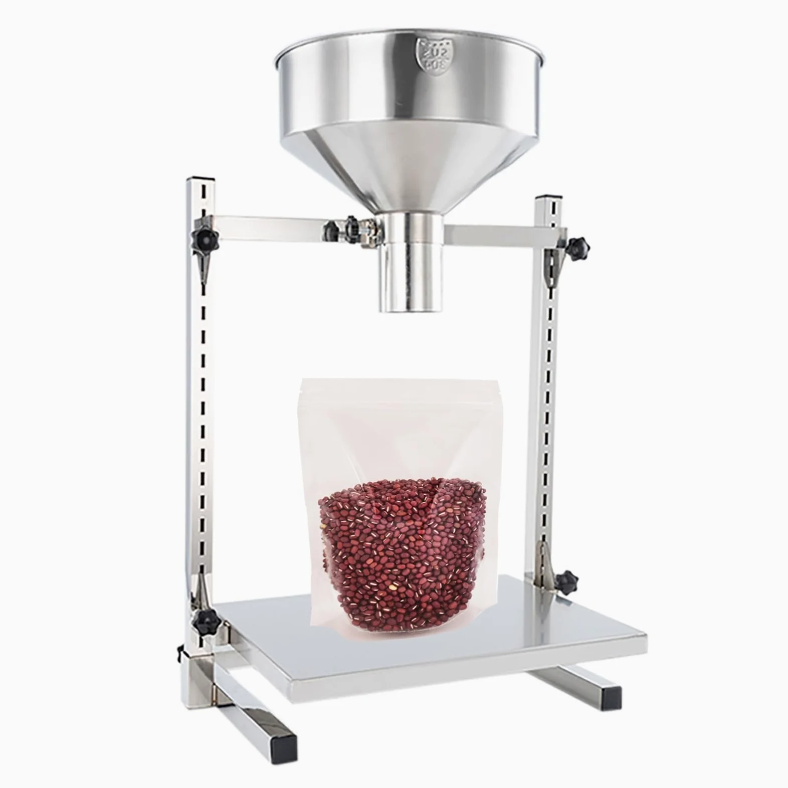 Embudo de dispensación de Gran diámetro con Soporte de Soporte y Plataforma de elevación, máquina de llenado Manual de Boca Ancha para Embalaje de Polvo, Pasta, líquido y gránulos