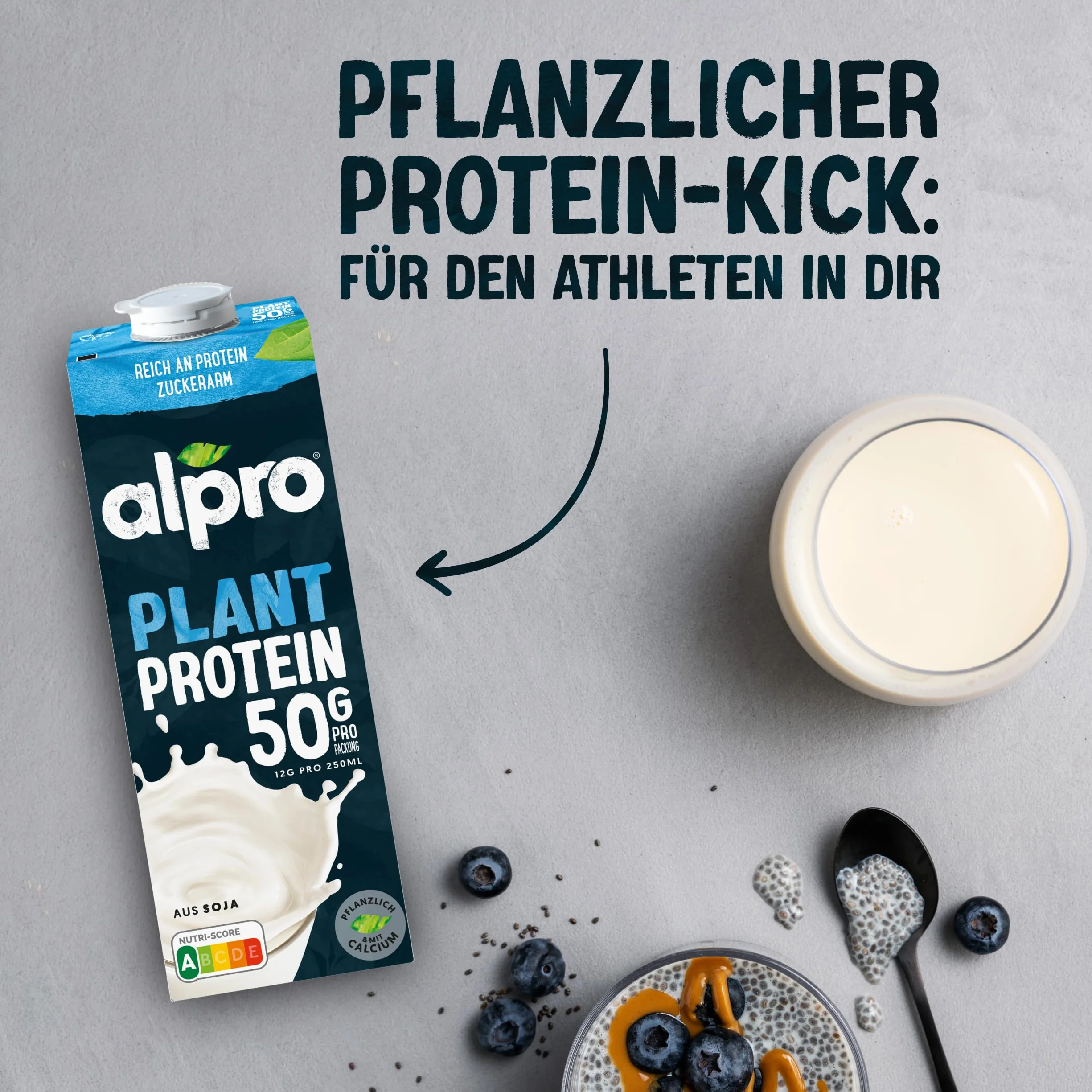 Alpro SOYA Bebida de larga duración proteínas 1 litro 50 g proteína por paquete alternativa leche vegana sin lácteos paquete de 8