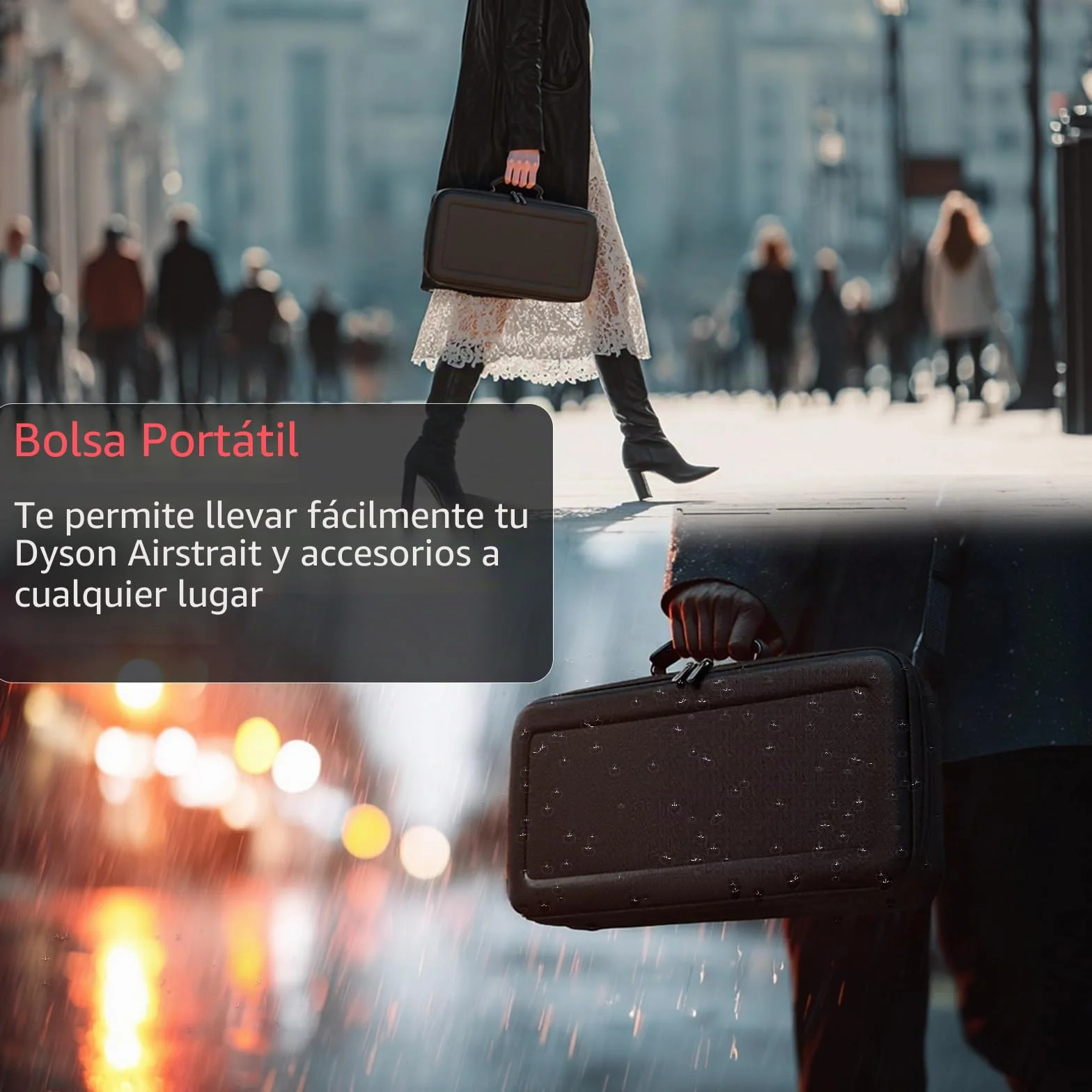 Funda rígida de viaje impermeable a prueba de golpes para Dyson Airstraight HT01, negro, M