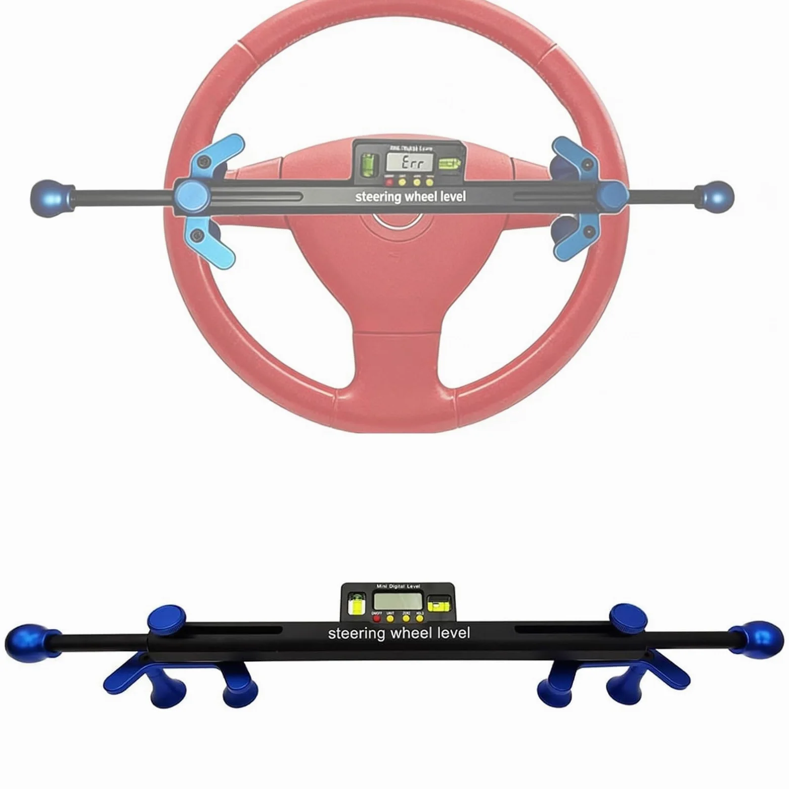 Herramienta de alineación del volante, nivel digital con posicionamiento electrónico ± 90°, 4 modos de medición, aleación de aluminio para reparación de automóviles