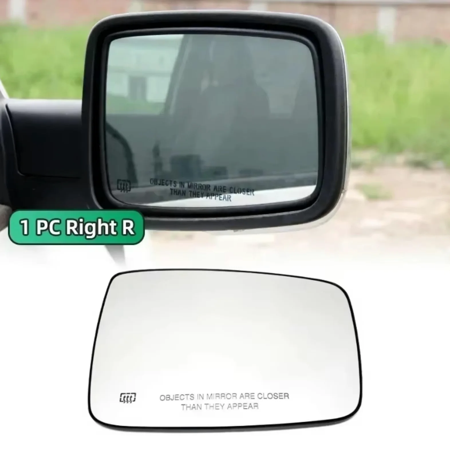 Retrovisor Cristal Retrovisor Exterior Para RAM 1500, 2500, 2009-2019 Repuesto | Lado izquierdo o derecho LH RH espejo retrovisor de puerta de coche calefactado espejo retrovisor(1pc Right)