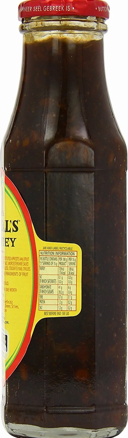Mrs H.S. Balls Chutney 3 botellas 470 g original melocotón caliente