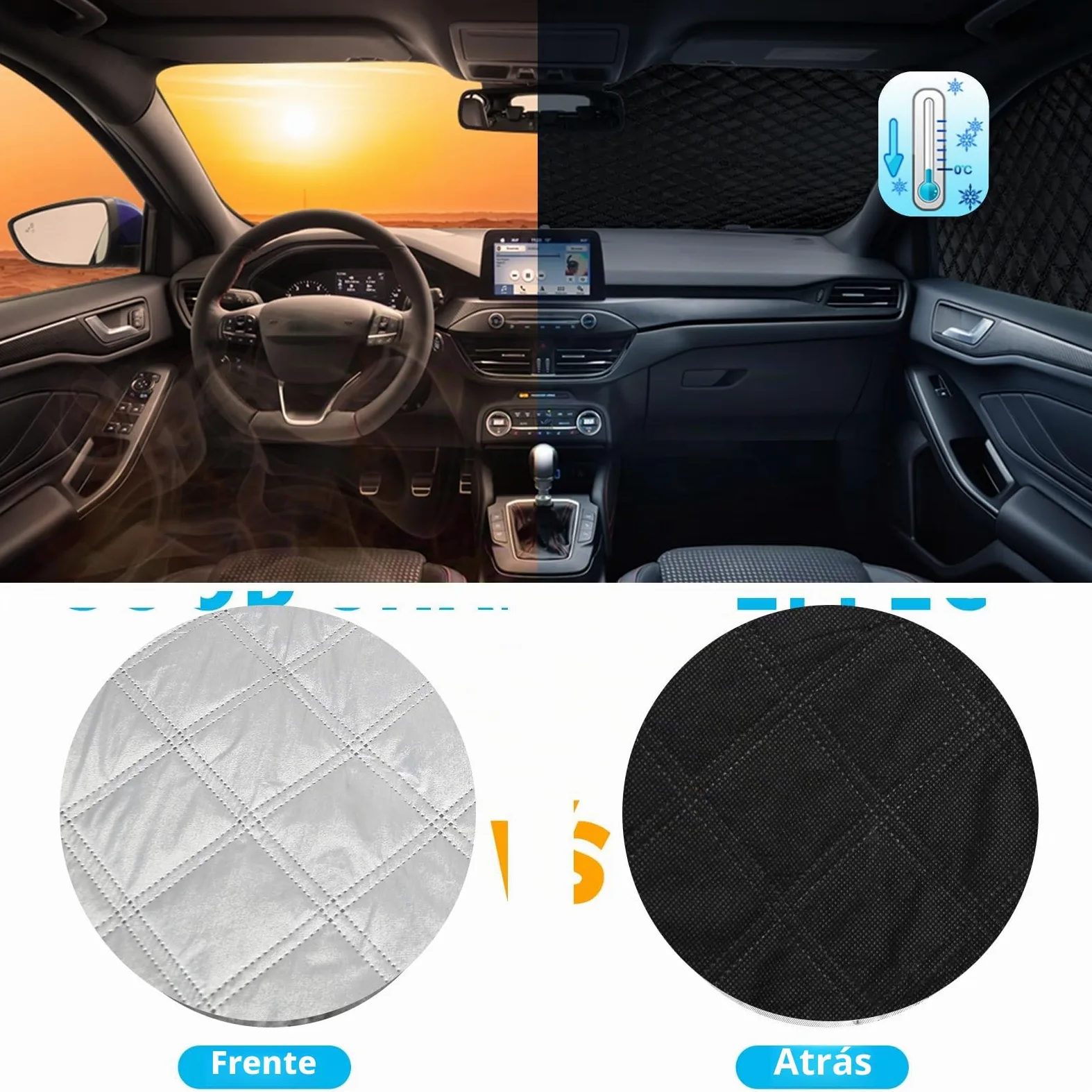 Cubierta para Parabrisas Compatible con Renault Master 2010-2025, Plateado Parasol para Ventana Delantera, Bloquea Los Rayos UV, Resistente a la Intemperie, Mantiene EI Vehículo Fresco | Parabrisas de plata, bloquea los rayos UV, resistente a la intemperi