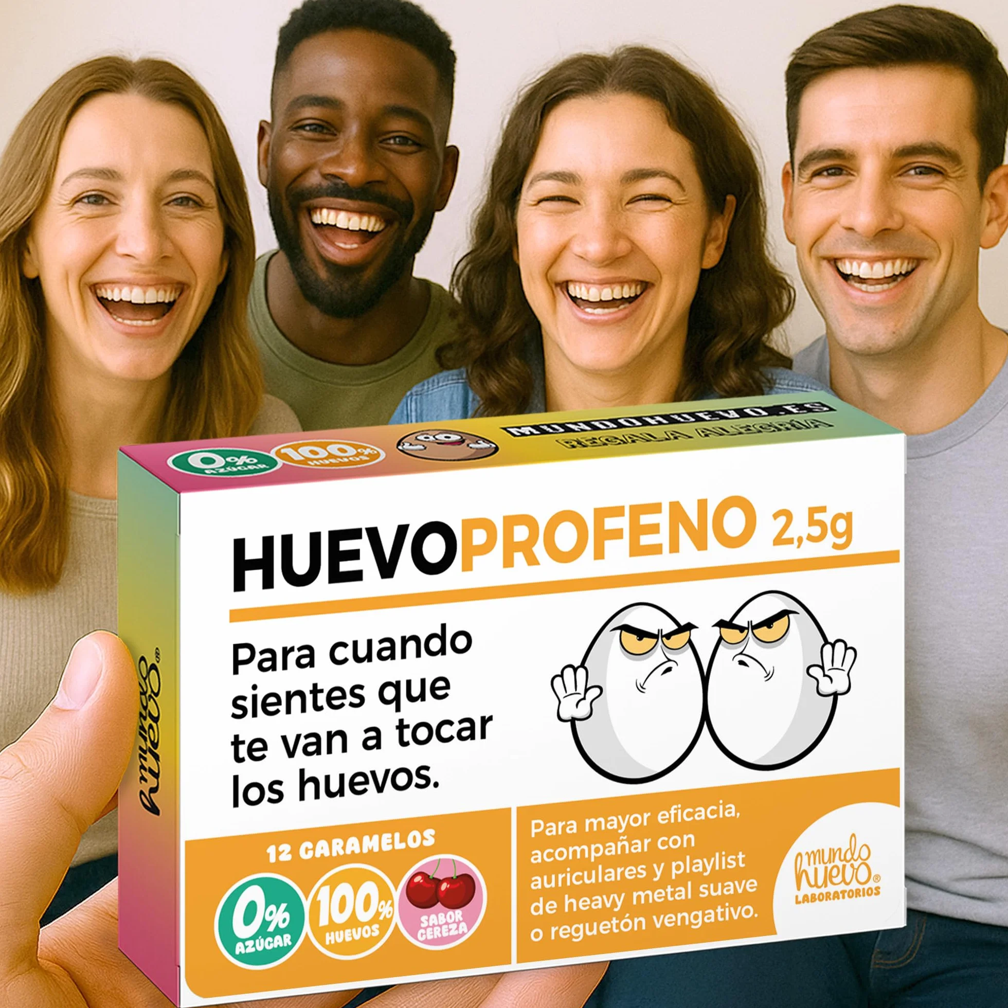 HUEVOPROFENO Caramelos de Broma sin azúcar 12 uds Caja Regalo Divertido