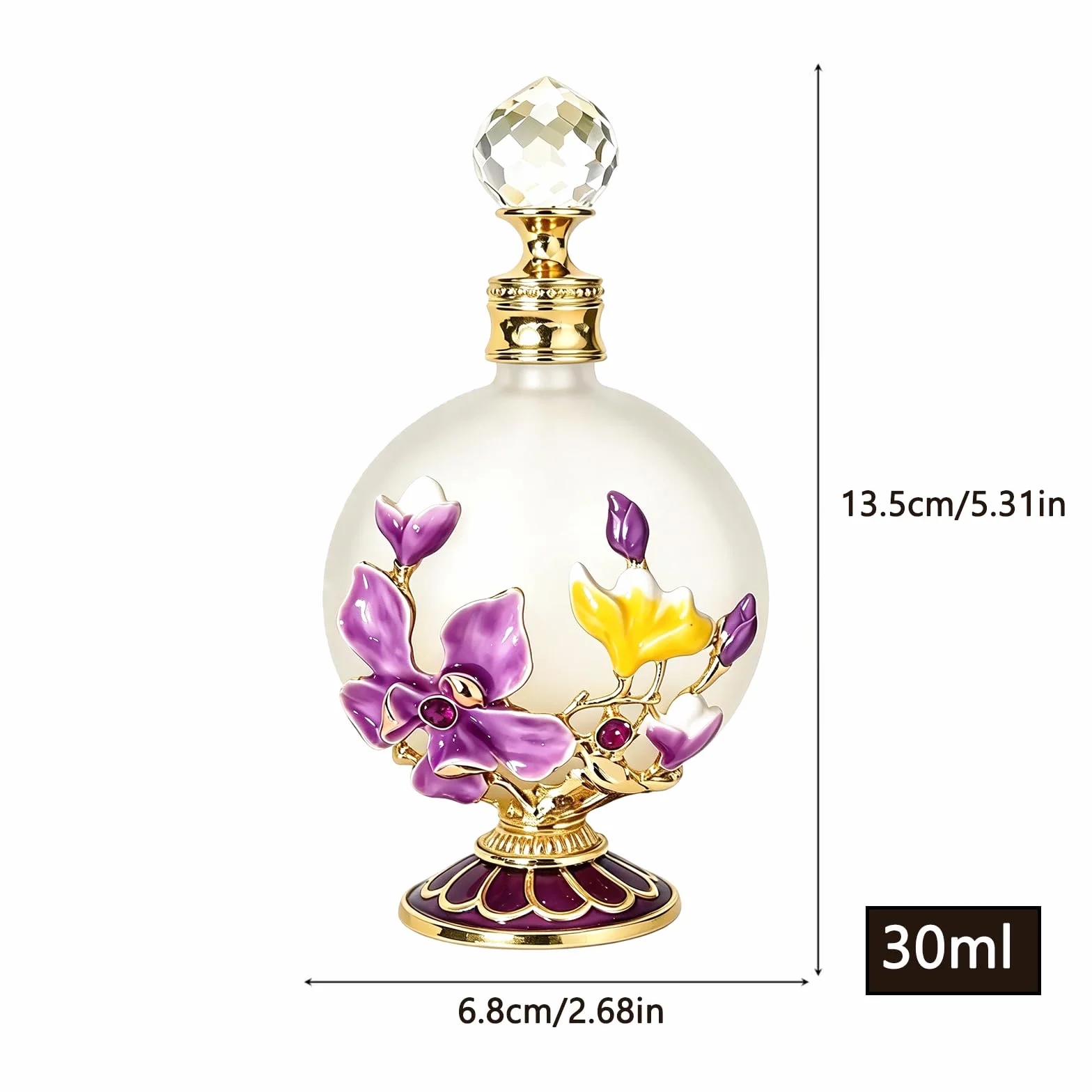 Joyeee Botellas de perfume de vidrio vacías 30 ml con magnolia rosa, frascos portátiles de aceite esencial vintage
