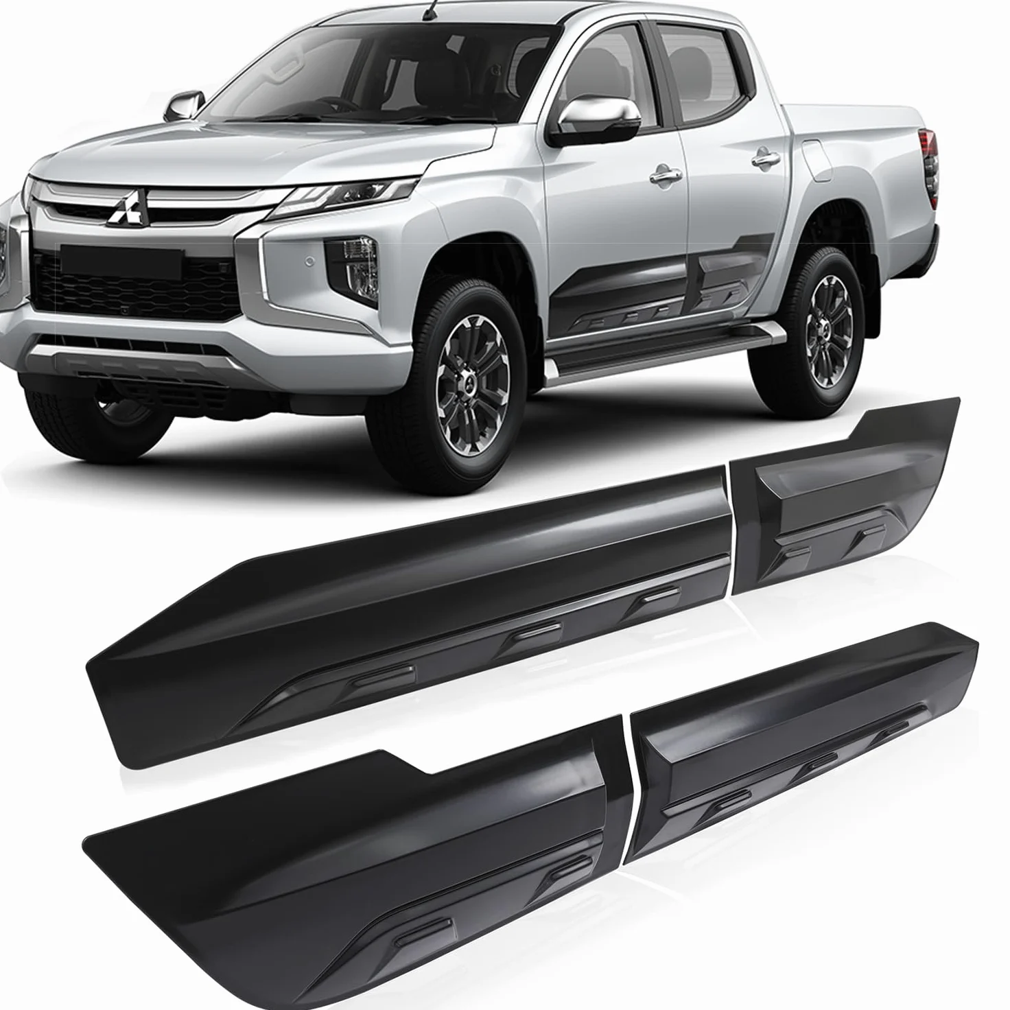 Protección de la Puerta del Coche para Mitsubishi L200 Triton 2019-2024 4 Puertas, ABS Negro Mate Estilo Todoterreno, protección contra la rascar Revestimiento de carrocería