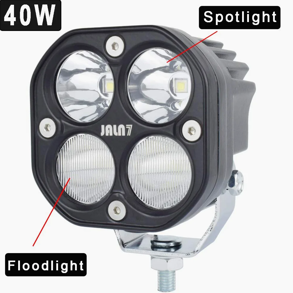2Pcs LED Faro Delantero de Coche 40W Luz Antiniebla Foco de Trabajo Combo 12V 24V 4500lm Impermeable 4led Cuadrado Luz Blanca para Moto Tractor Barco Camión ATV UTV SUV