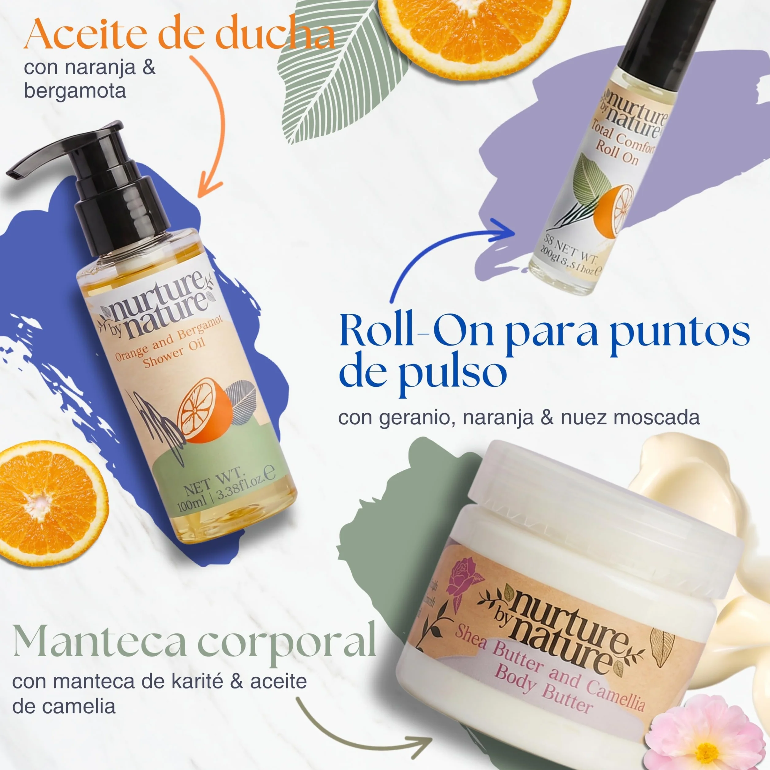Nurture by Nature Regalos para mamá Manteca corporal Aceite de ducha Roll-on aceite esencial Sales de baño Epsom Máscara de seda para ojos Embarazo