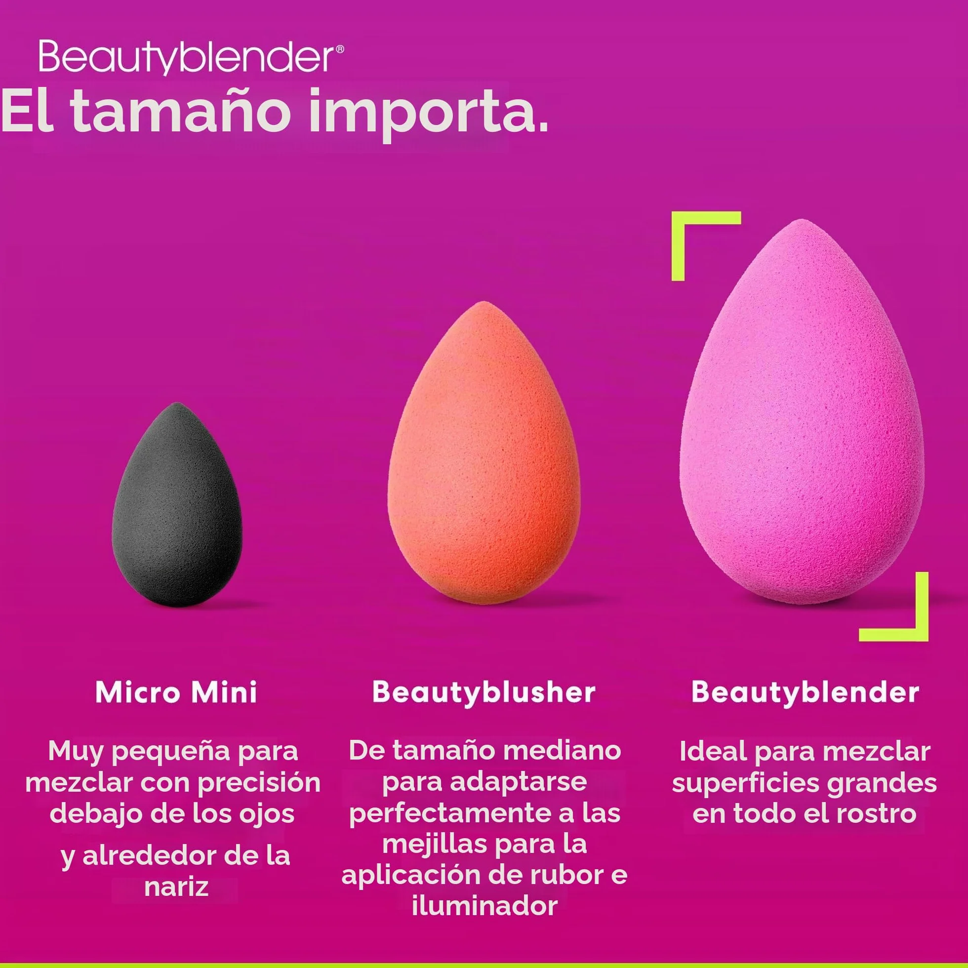 Beautyblender® Original Rosa Esponja de Maquillaje Mezcla Bases Polvos Cremas Reutilizable Lavable