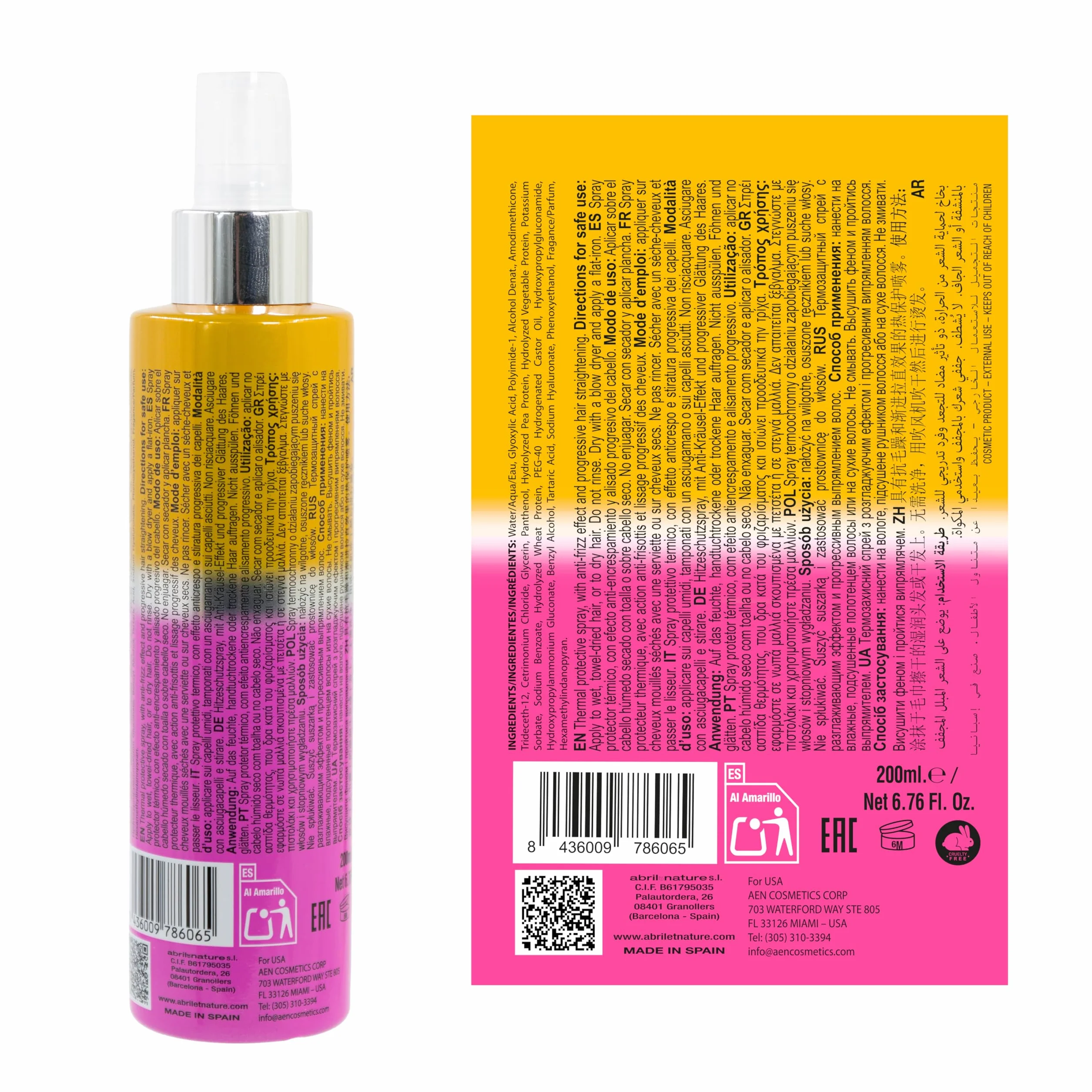 Abril et Nature Protector Térmico Reparador Keratin Liss Alisado Progresivo 200 ml