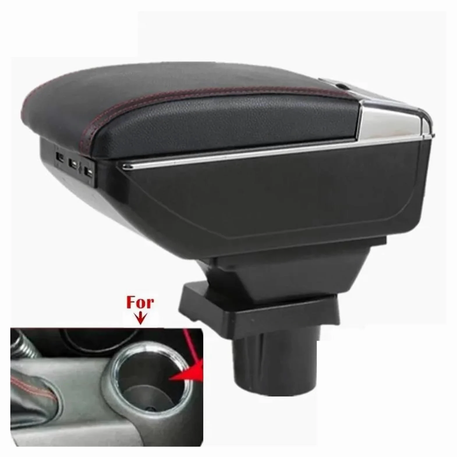 centro consola organizador caja Para MINI Para Cooper R50 R52 R53 R56 R57 R58 F55 F56 F57 Compartimento Reposabrazos Coche Accesorios Almacenamiento Central(D white line 7USB)
