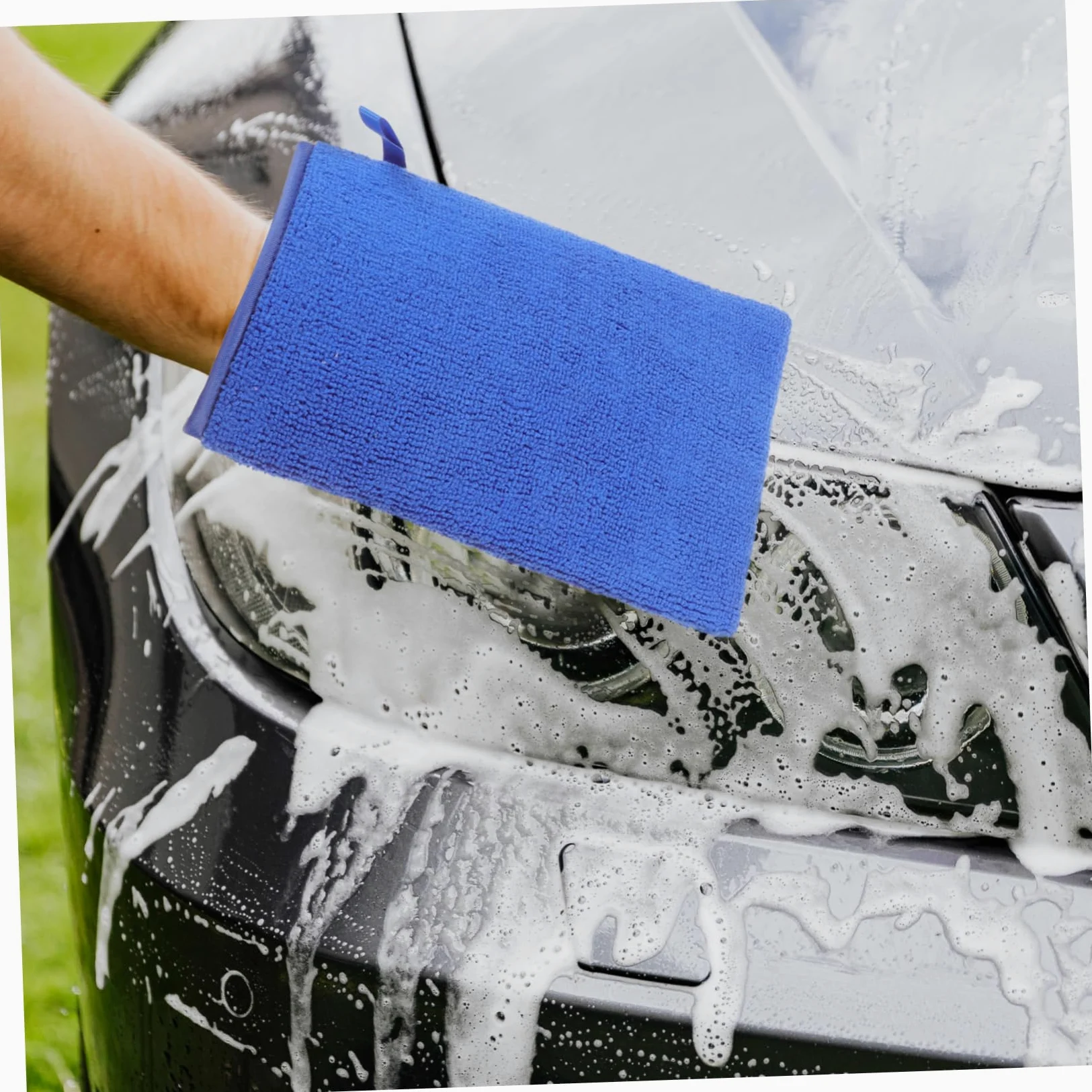 ULTECHNOVO 3piezas Guante Vado De Arcilla para Automóviles Manopla De Limpieza Reutilizable Toalla De Microfibra para Detailing y Pulido Elimina Contaminantes Pintura Azul