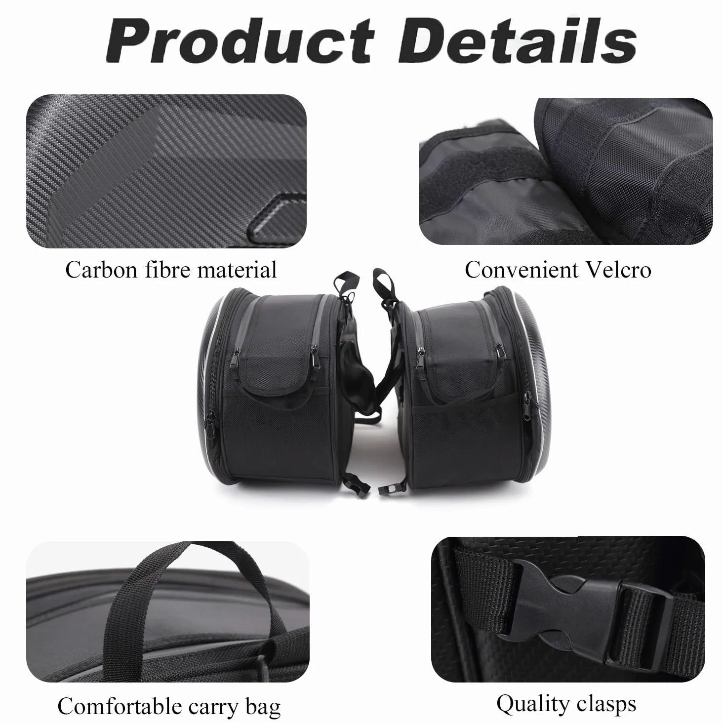 Maletas para Moto,36L-58L,Impermeable,Pareja Bolsas Side Capacidad Ampliable,Negro