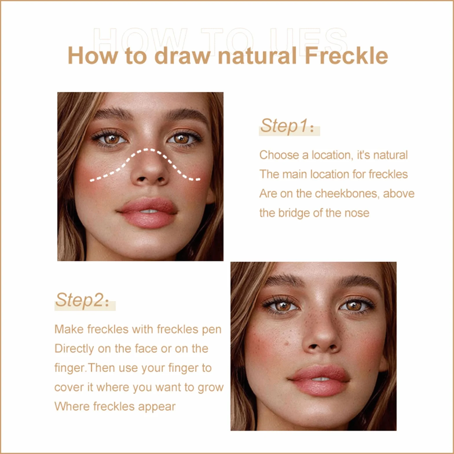 Freckle Pen, Bolígrafo Maquillaje Pecas Realista Impermeable (01#Light Brown)