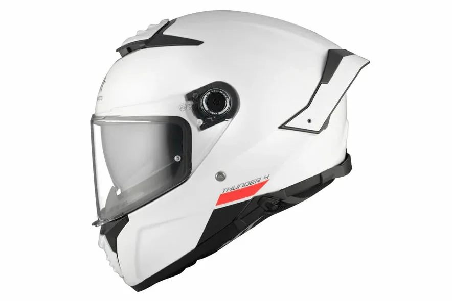 Casco MT Thunder 4 SV – Casco Moto Integral con Visor Solar Full Vision, Pantalla Antivaho Compatible con Pinlock, Interior Lavable y Calota HIRP | Homologado ECE 22.06 & Dot Blanco Brillo Talla M