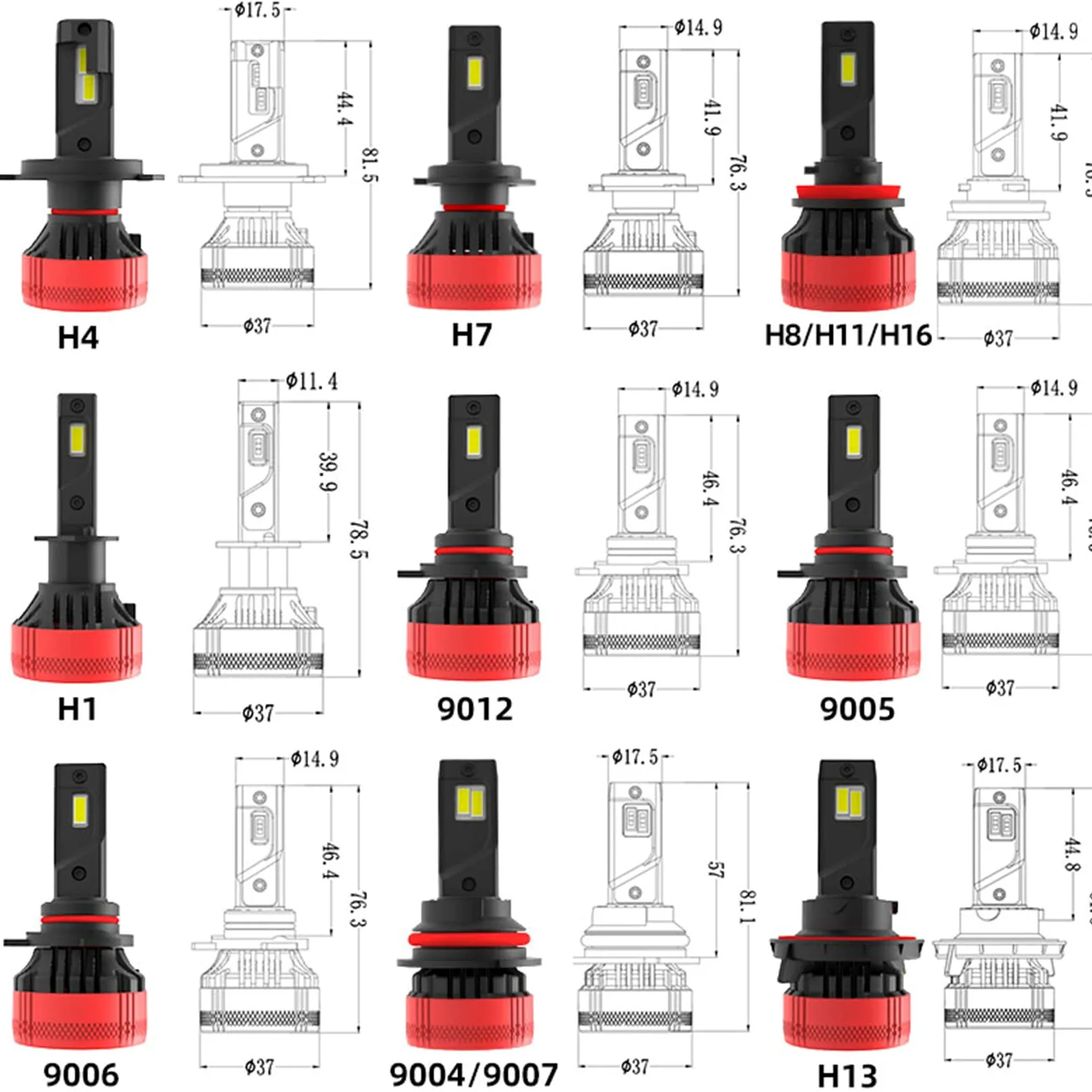 Bombillas LED Para Faros Delanteros, 20000 Lúmenes, 110 W, Bombillas LED De Haz Bajo, Kit De Bombillas De Repuesto Para Faros Delanteros Plug-And-Play, Paquete De 2,H4