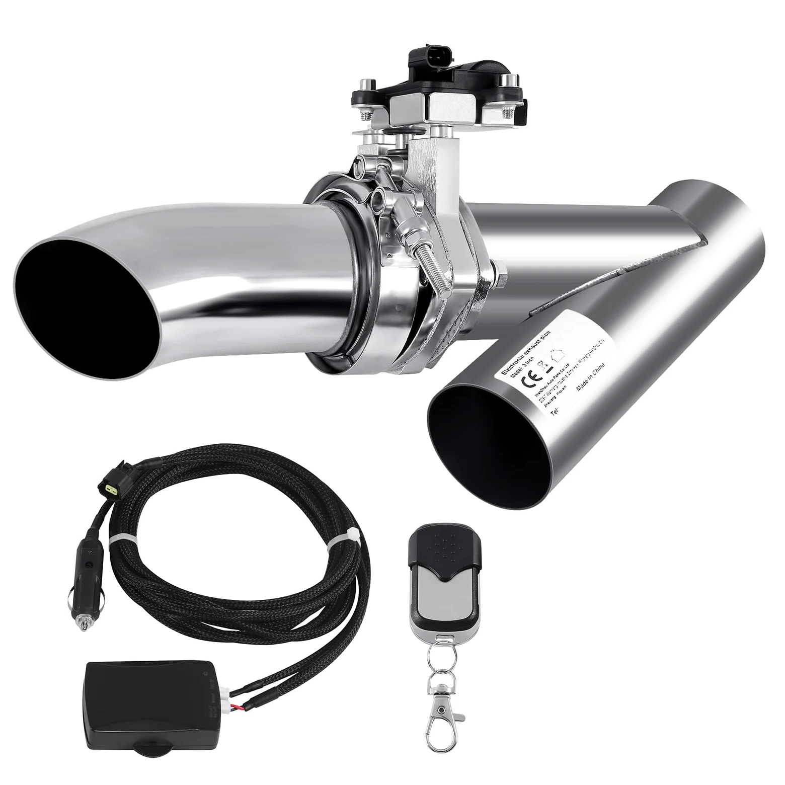 Kit de silenciador de escape eléctrico de 3" 76mm, sistema de interruptor de válvula de acero inoxidable con control remoto