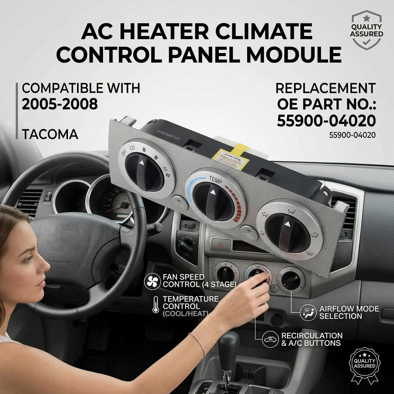 Interfaces de control de clima automotriz 55900-04020 Regulador de temperatura adecuado para panel de acondicionamiento de vehículos 2005-2008