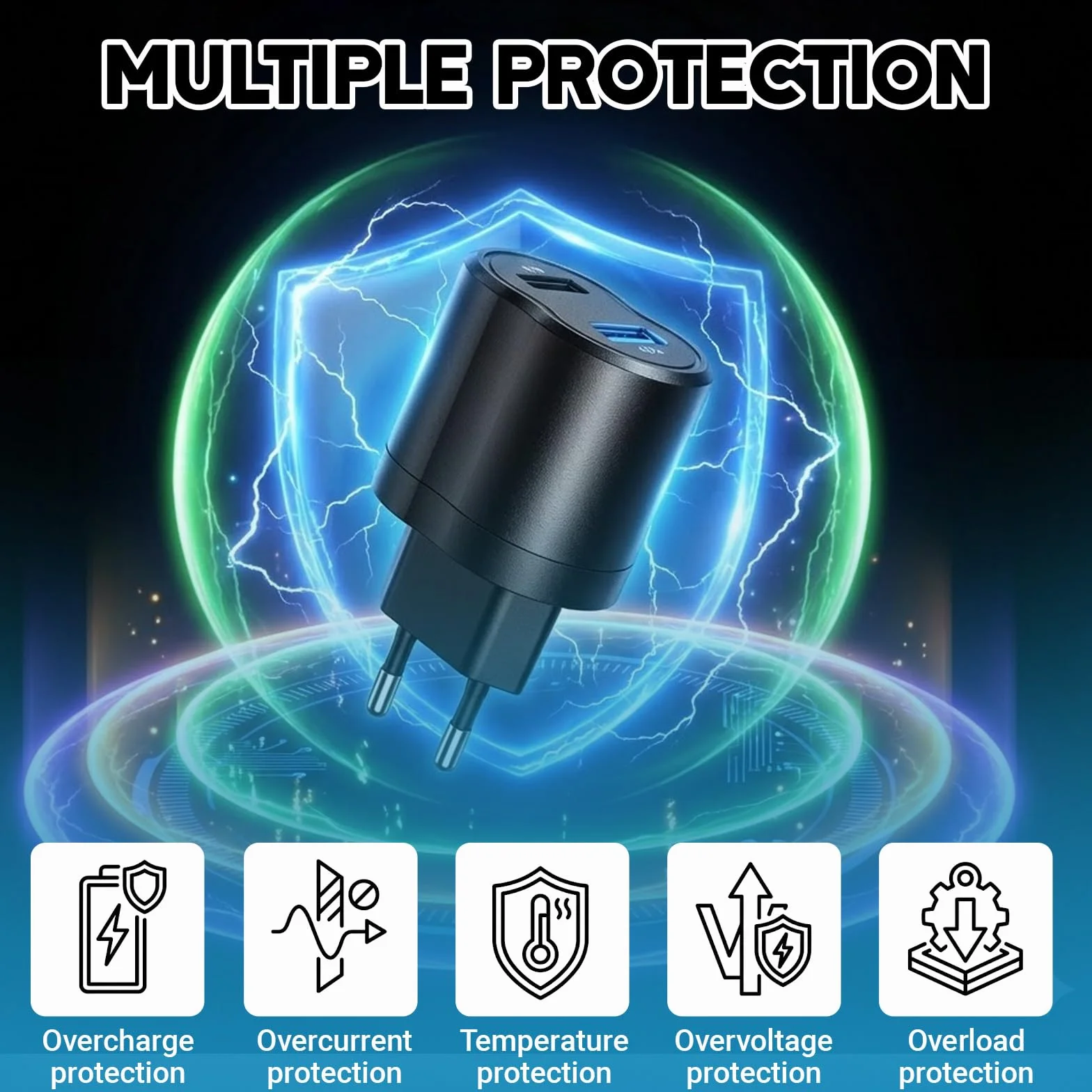Adaptador de Corriente 220V a 12V para Mechero de Coche, Convertidor AC/DC con Toma Encendedor y USB 5V/1A, Solo para Accesorios de Bajo Consumo hasta 6W, GPS y Luces LED