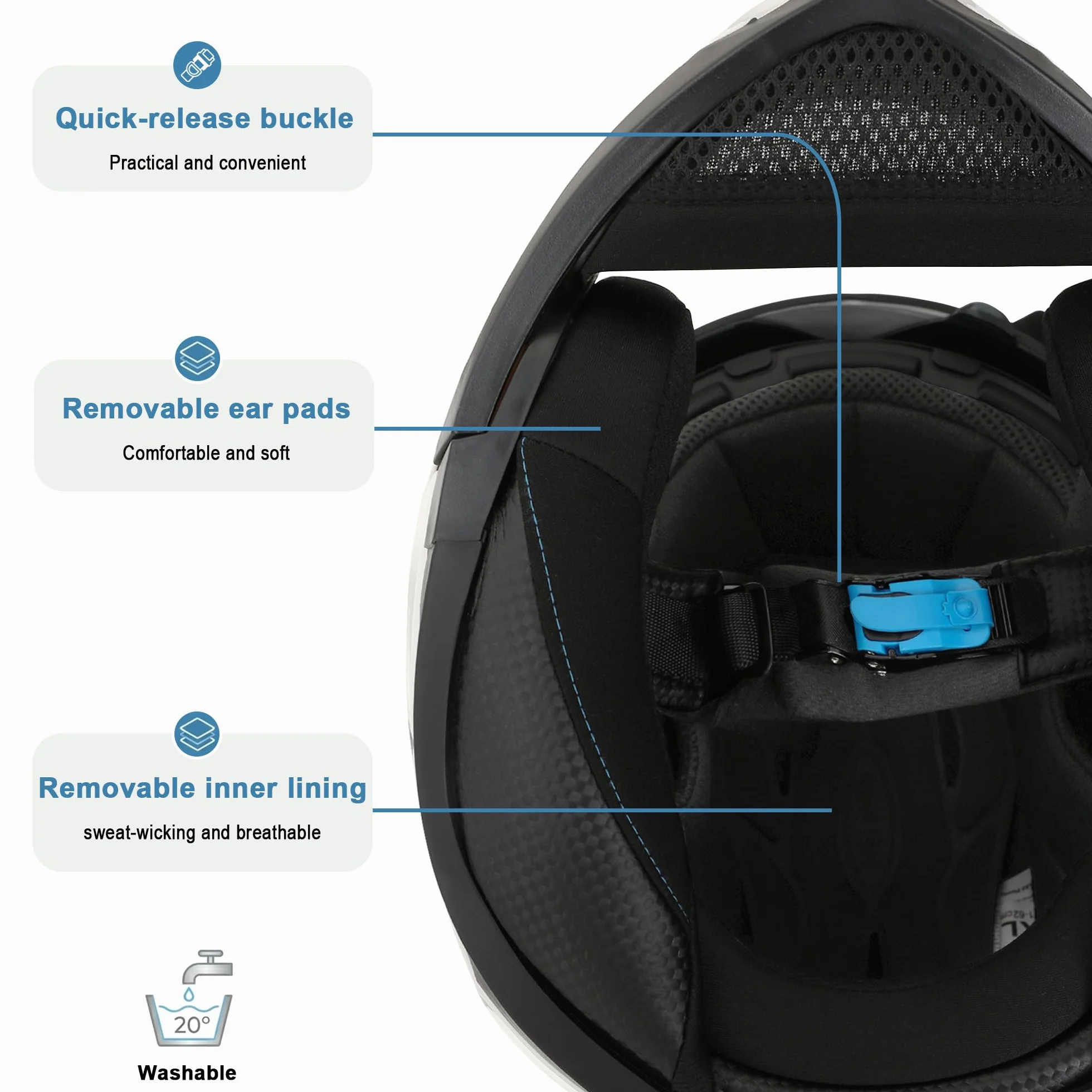 Westt Casco Modular Moto con certificación ECE 22.06 Casco Integral con Viseras Dobles, Casco de Moto para Hombre y Mujer, Casco Jet con mentonera y Forro Lavable, para Scooter, ciclomotore y Scooter