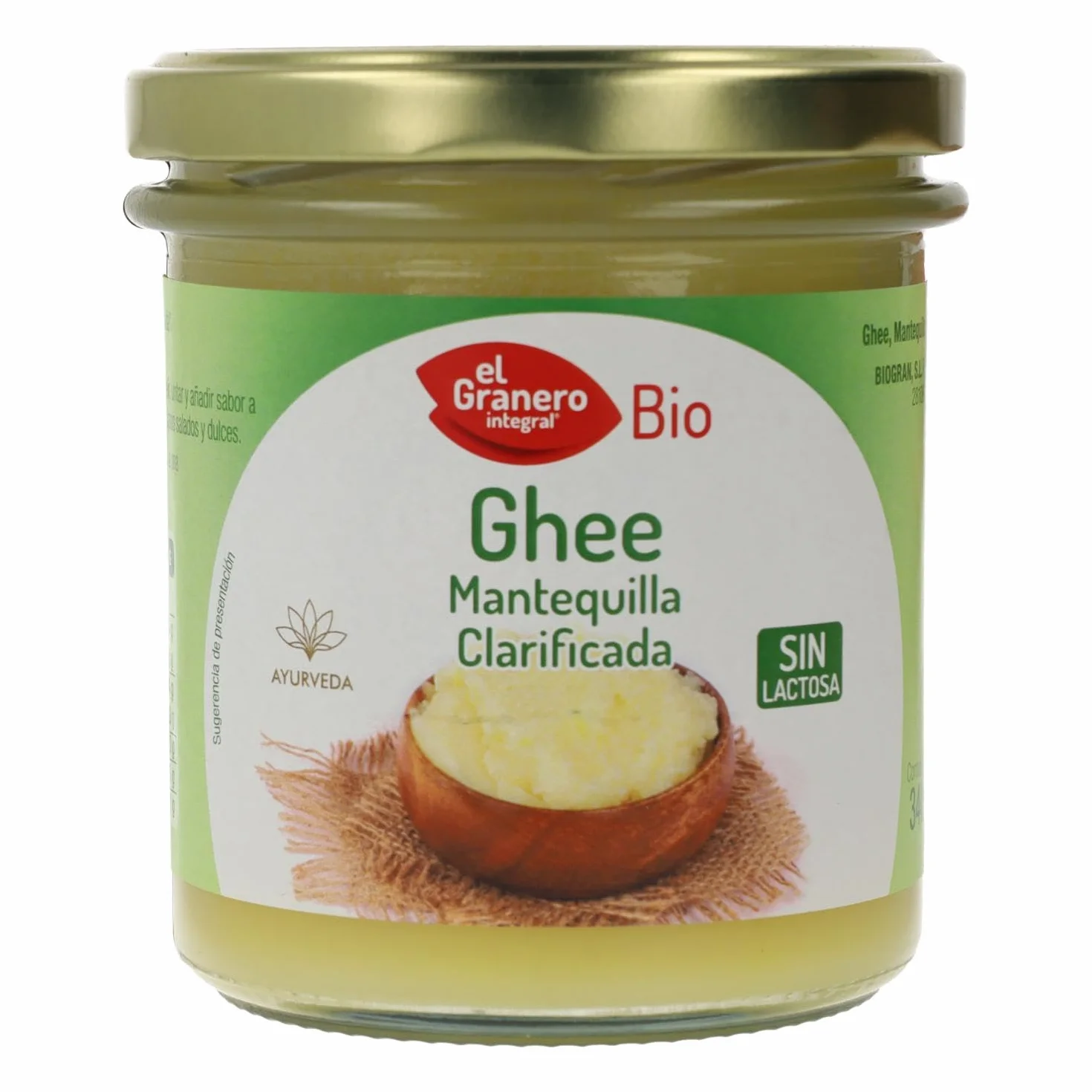 El Granero Integral Ghee Mantequilla Clarificada 340 ml Ecológica
