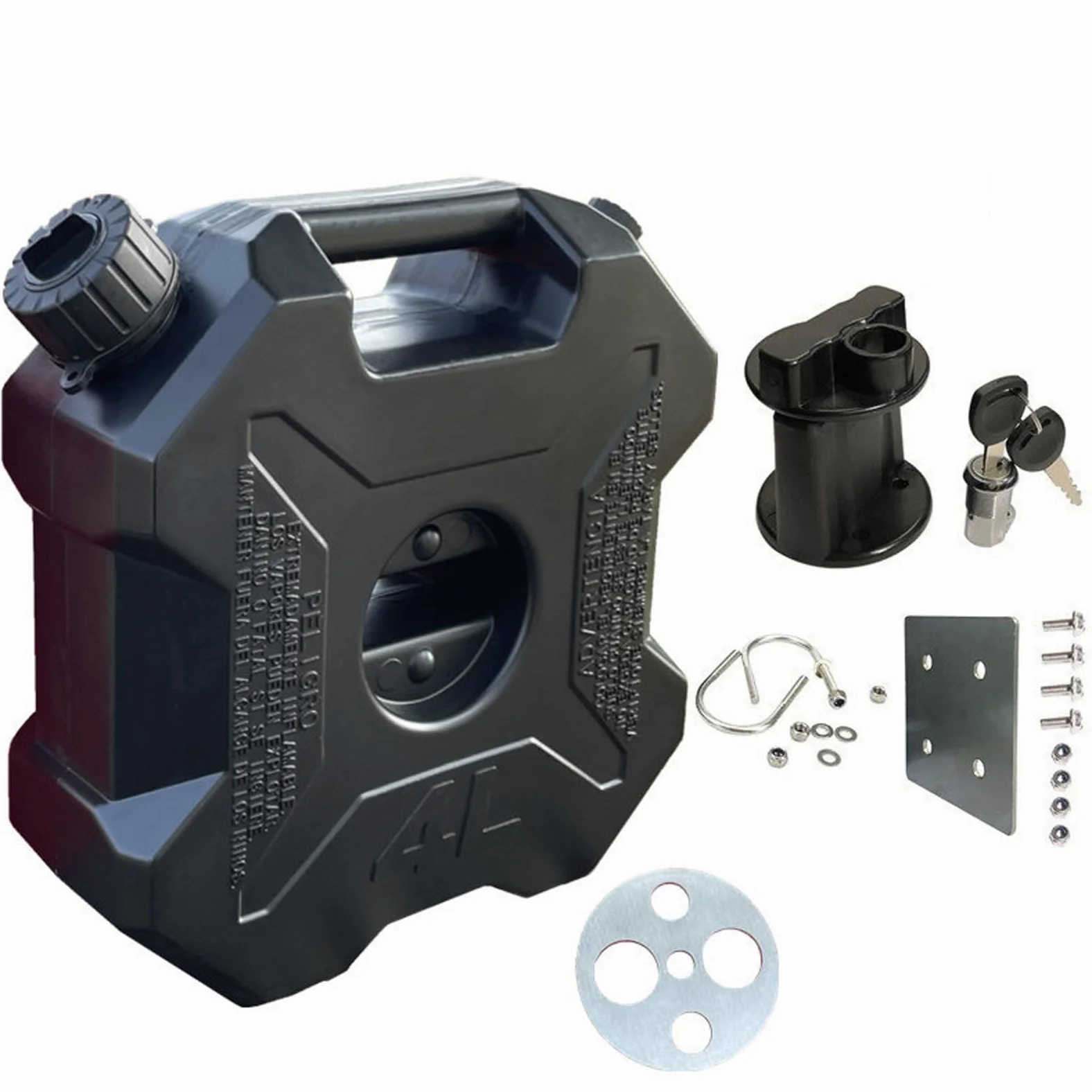 Bidon Gasolina, Garrafas de Aceite de Motor de Plástico con Cierre de Seguridad, Ligeras, Prácticas y Fáciles de Instalar, Aptas para Motocicletas y Coches(Black)