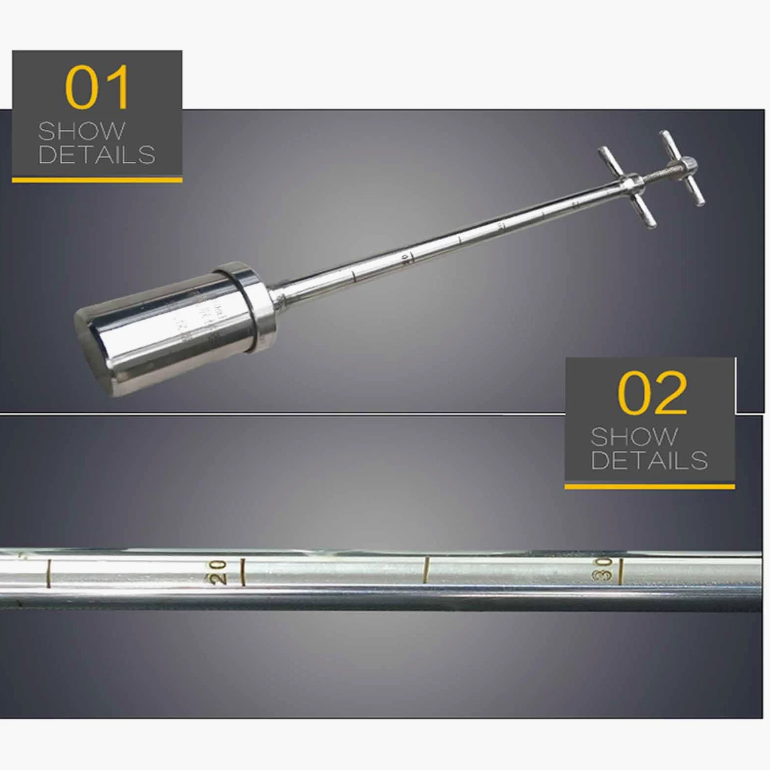 Muestreador líquido de acero inoxidable de 100 ml/200 ml, sonda de ladrón de tambor viscosa con escala para muestreo de laboratorio e industrial, 1 m de longitud, herramienta de medición precisa de