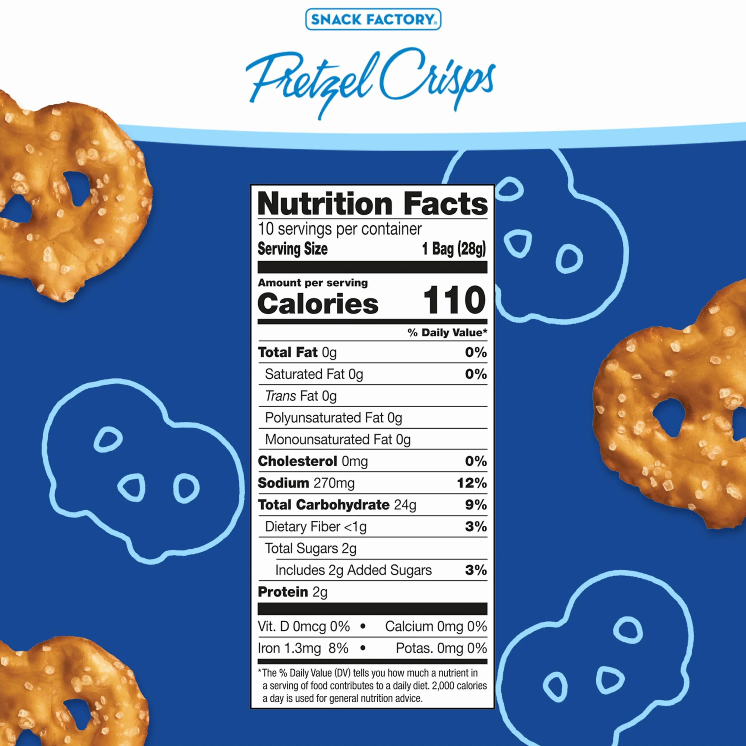 Pretzel Crisps Original 1 Oz Snack Bags 10 Ct