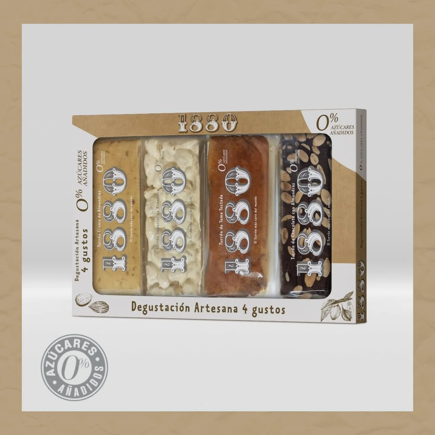 Turrones Artesana 4 Gustos 0% Azúcares Añadidos 300g Pack