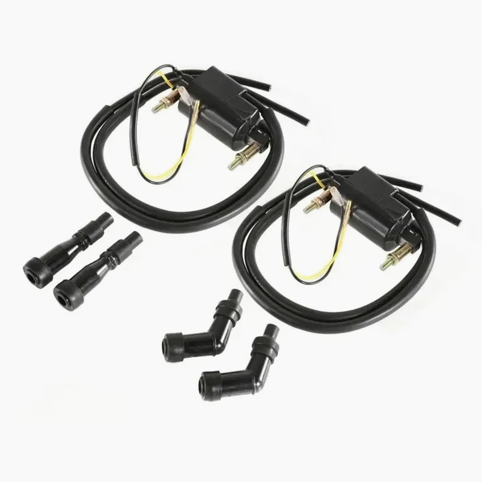 Genérico para Suzuki GS550 GS750 GS850 GS1000 / 2 Bobinas De Doble Salida + 4 Ohmios con Tapas Bujías Juego Encendido 33410-45012 Bobina Encendido para Motocicleta