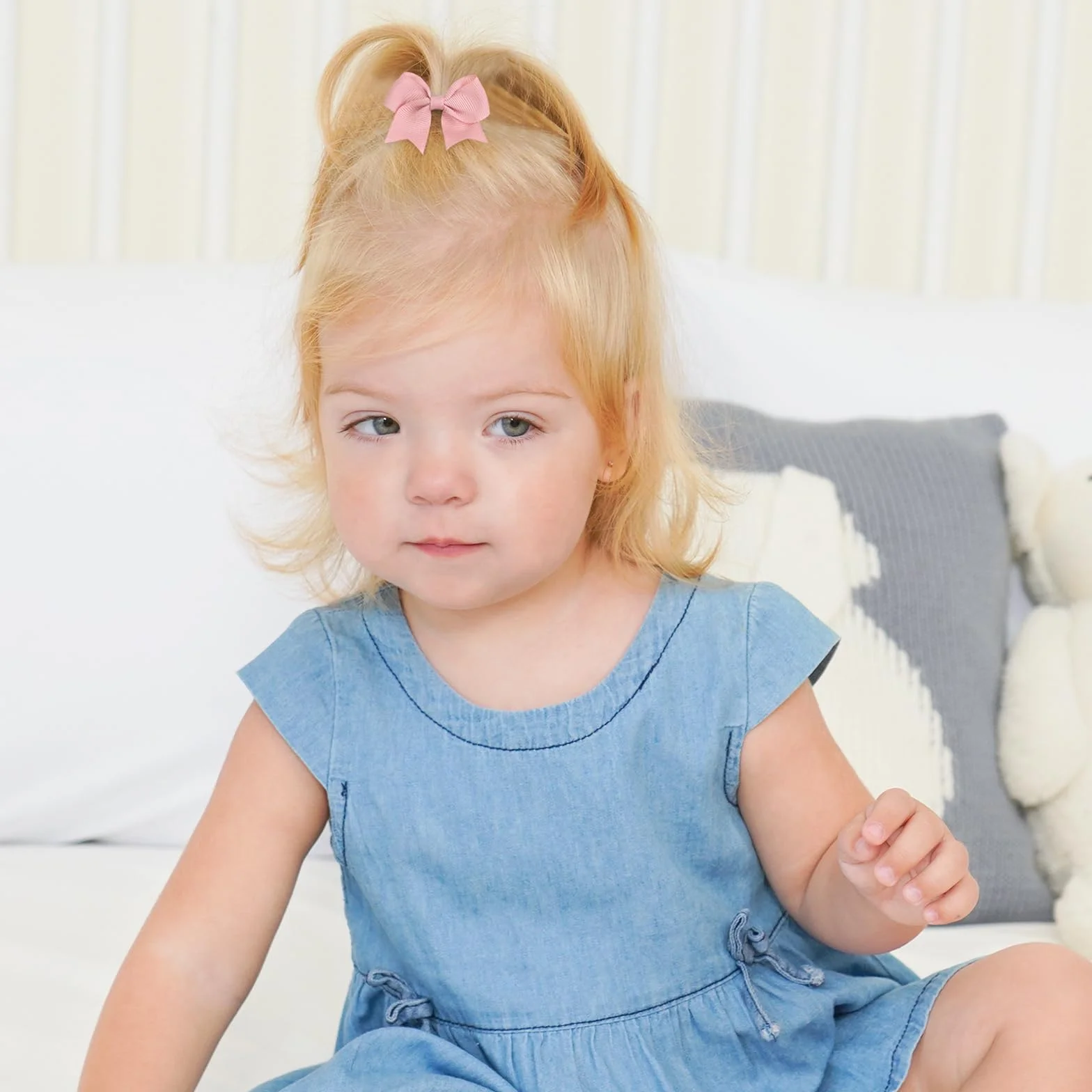 Ganchos con Clip de Cocodrilo y Lazos de Grogrén de 6 cm, Jollybows, Accesorios para Bebés y Niñas