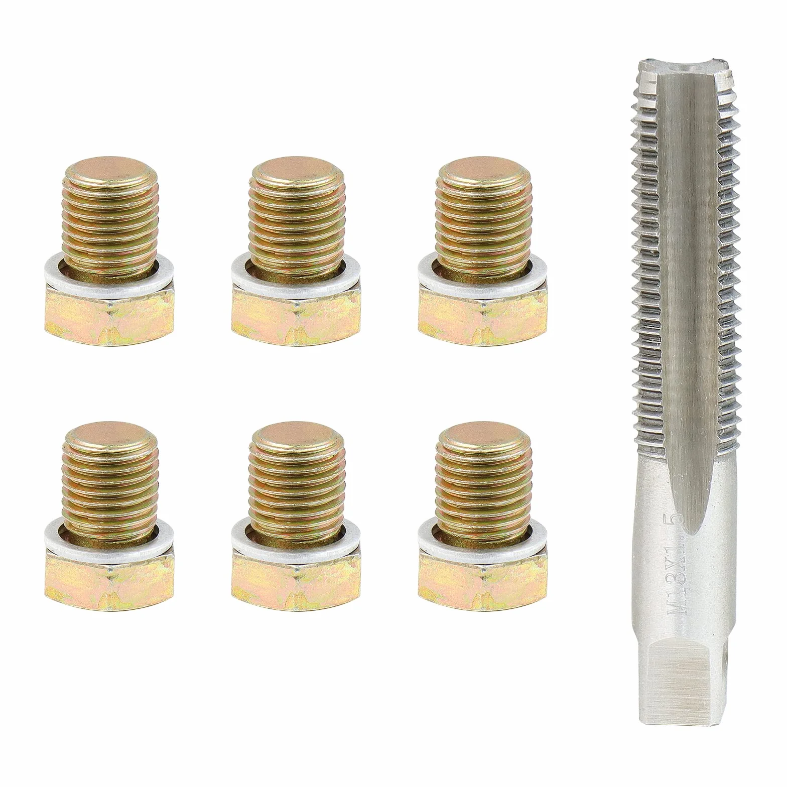 CCLIFE 6 Piezas Juego de Reparacion de Rosca Carter Reparacion Tornillo Carter Aceite Kit de Reparacion de Carter M13 x 1,5 mm