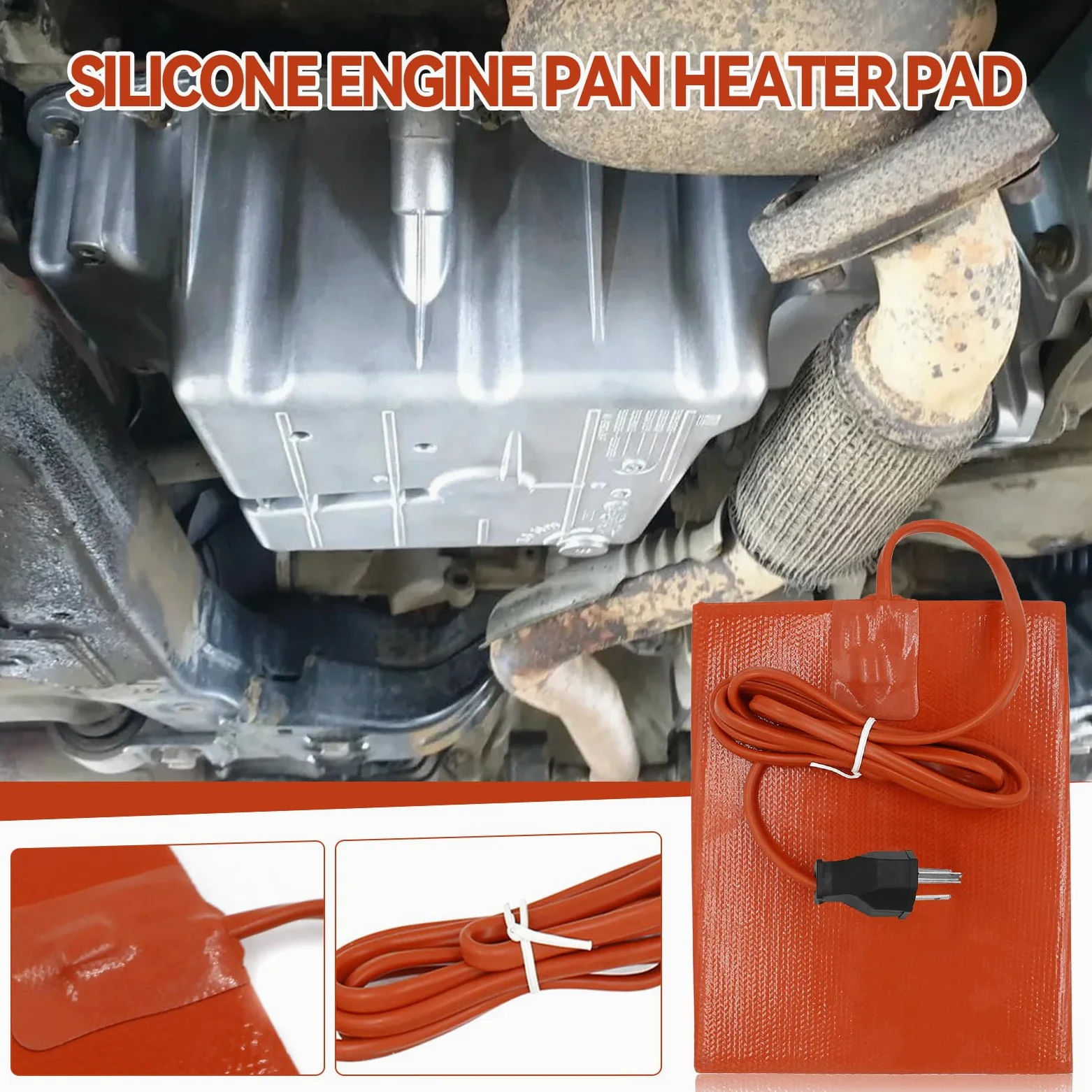 2 almohadillas de calefacción de silicona para motor de coche, 120 V, 300 W, 6 x 8 pulgadas, calentador universal de motor de coche, almohadilla de calentador eléctrico, bloque de motor