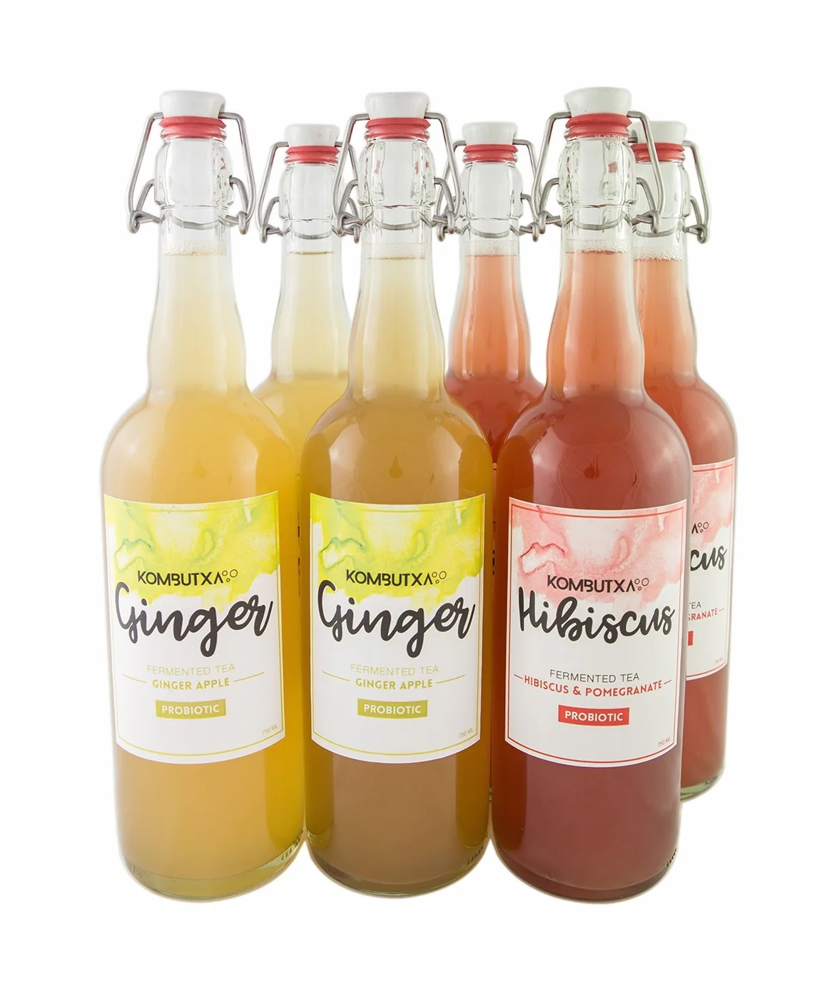 Mūn Ferments Té Kombucha Pack Ginger Hibiscus 6x750ml Bebida Ecológica Bio Fermentada Con Probióticos Naturales