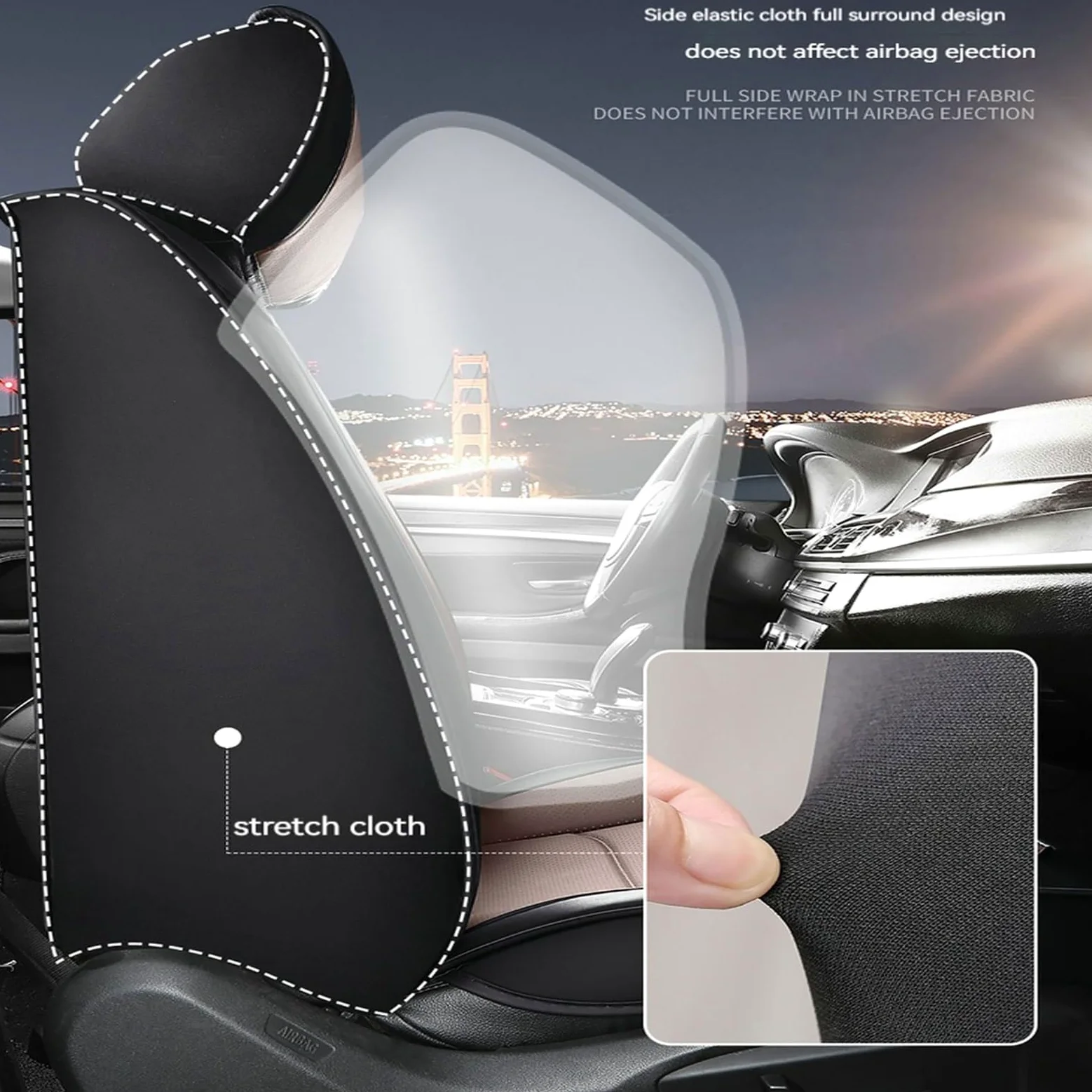 FIENZA Fundas para Asientos Coche para Dacia Jogger 2021-2024 2025 2026 Cubre Universal Cuero PU Impermeable Transpirable y Antideslizante con Airbag,Fácil Instalación Negro,5 Plazas